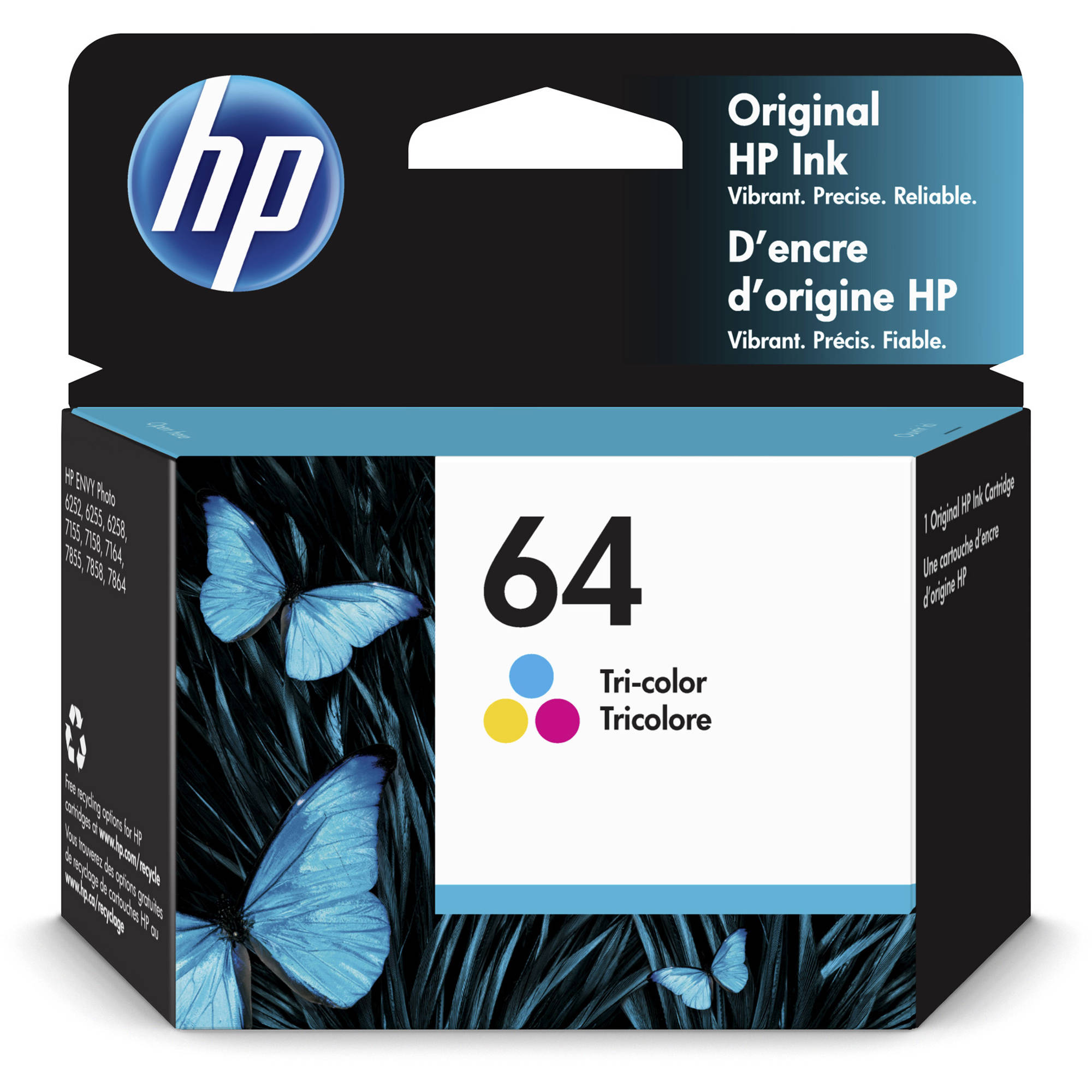 Hp 64 Tri Color Ink Cartridge 4ml N9j89an 140 B H Photo Video