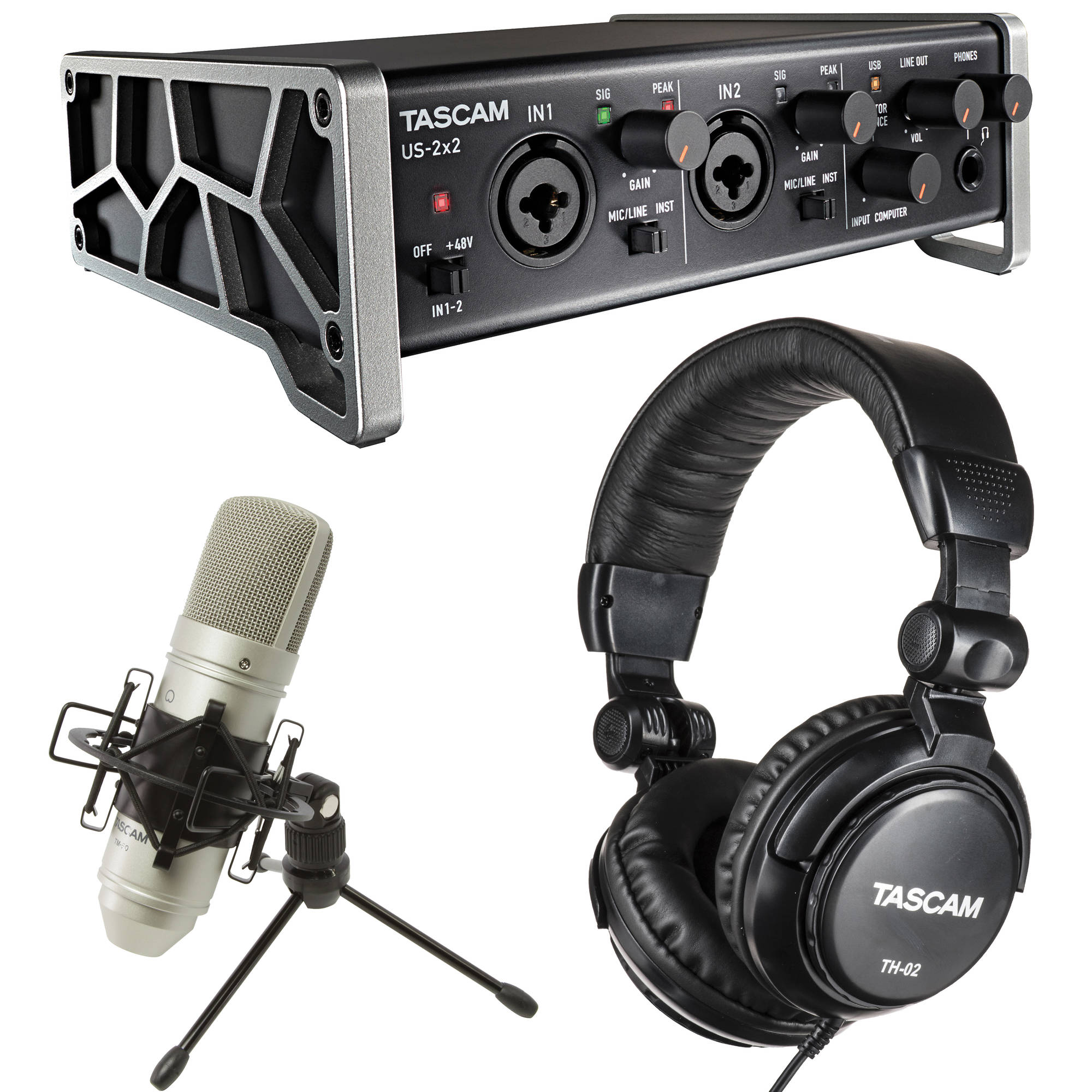 Tascam Trackpack 2x2 Complete Recording Studio Package for Mac//Windows Computers
