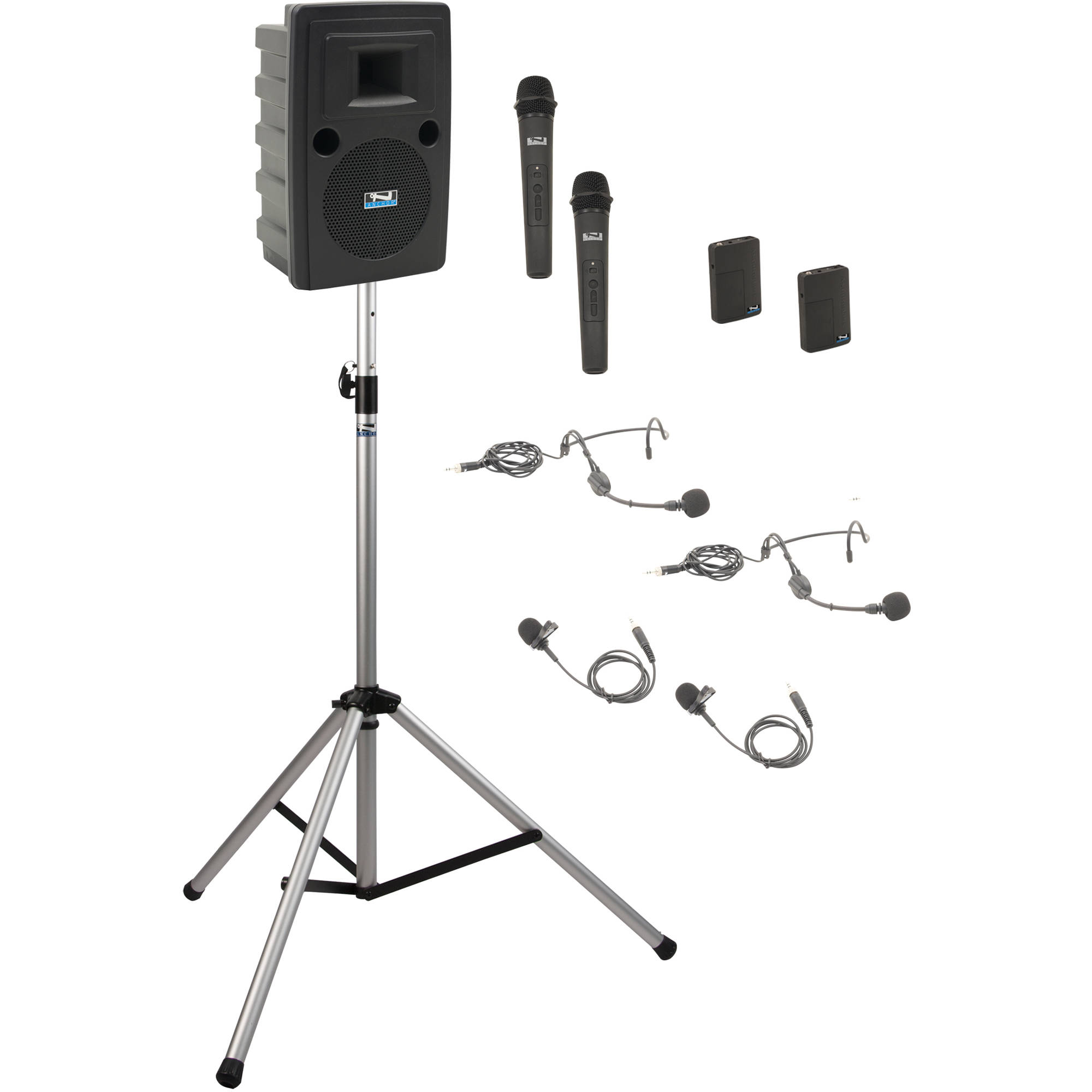 portable pa system with 2 wireless microphones