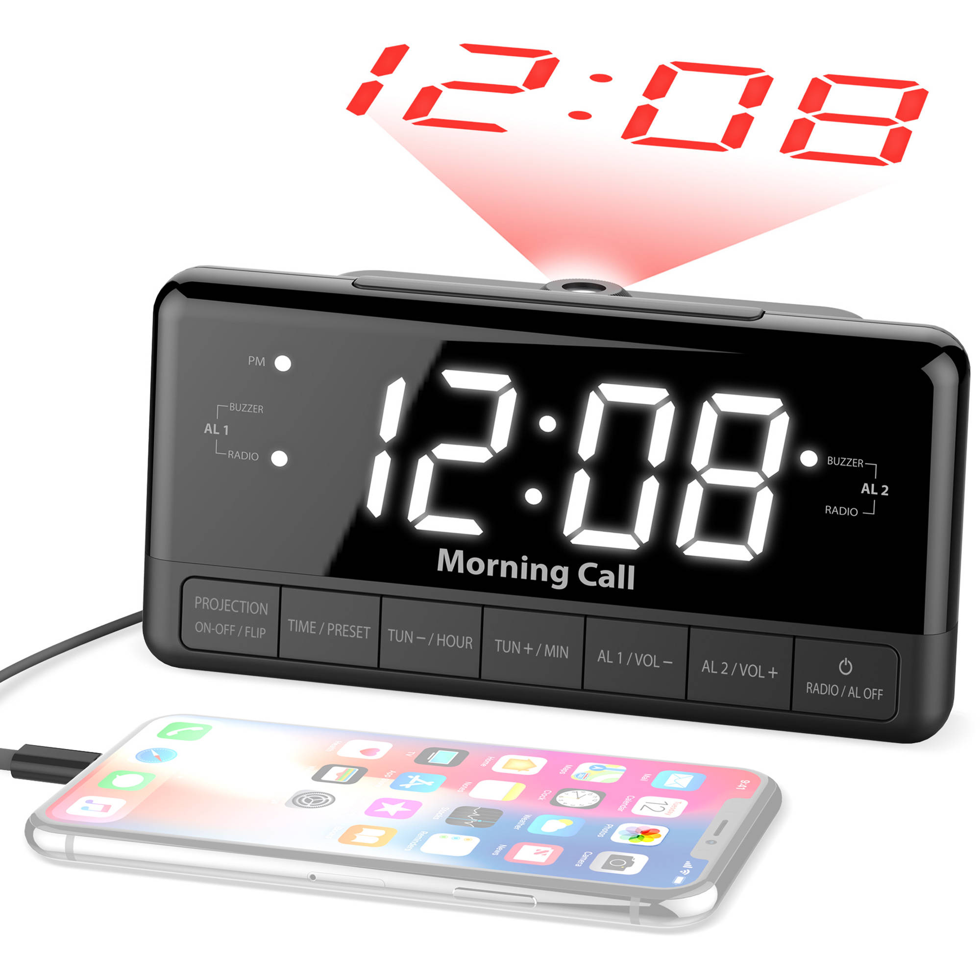 Iluv Morning Call 3 Projection Clock Radio Morcal3ulbk B H Photo