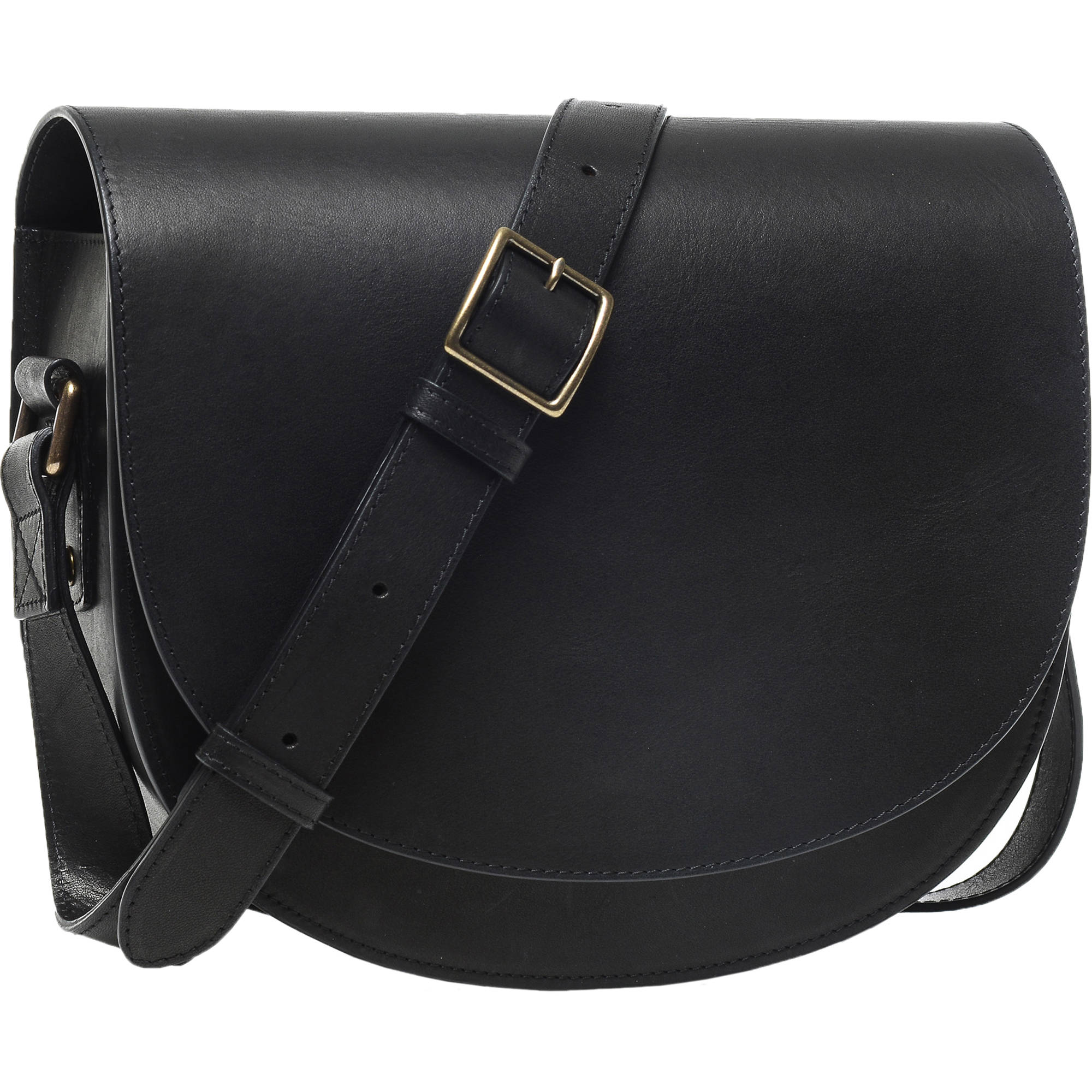 black leather crossbody camera bag