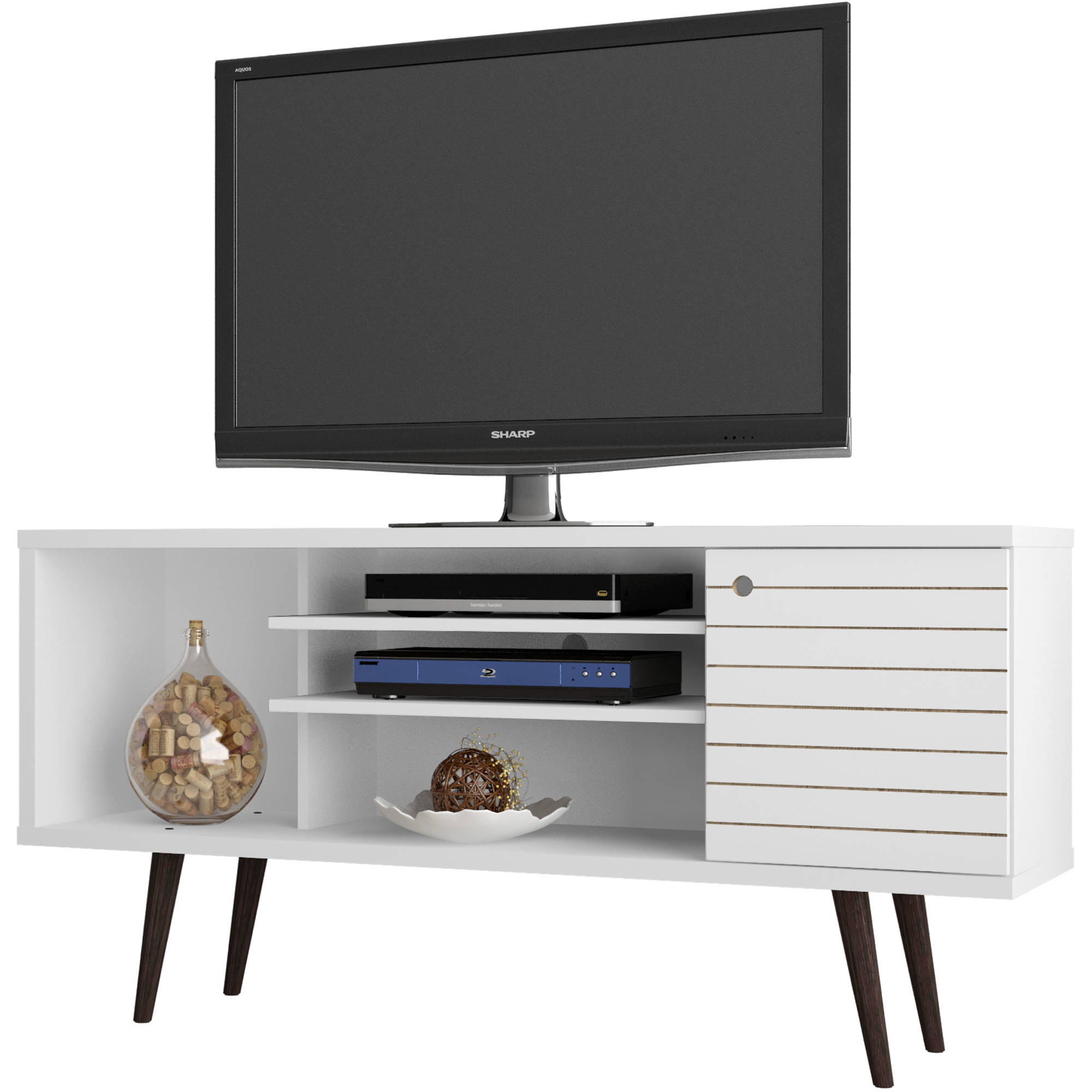 Manhattan Comfort Liberty 53 14 Mid Century Modern Tv Stand White