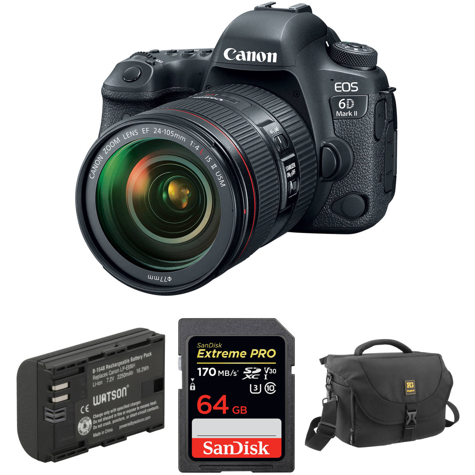 Canon Eos 6d Mark Ii Dslr Camera With 24 105mm F 4l 1897c009 Kit