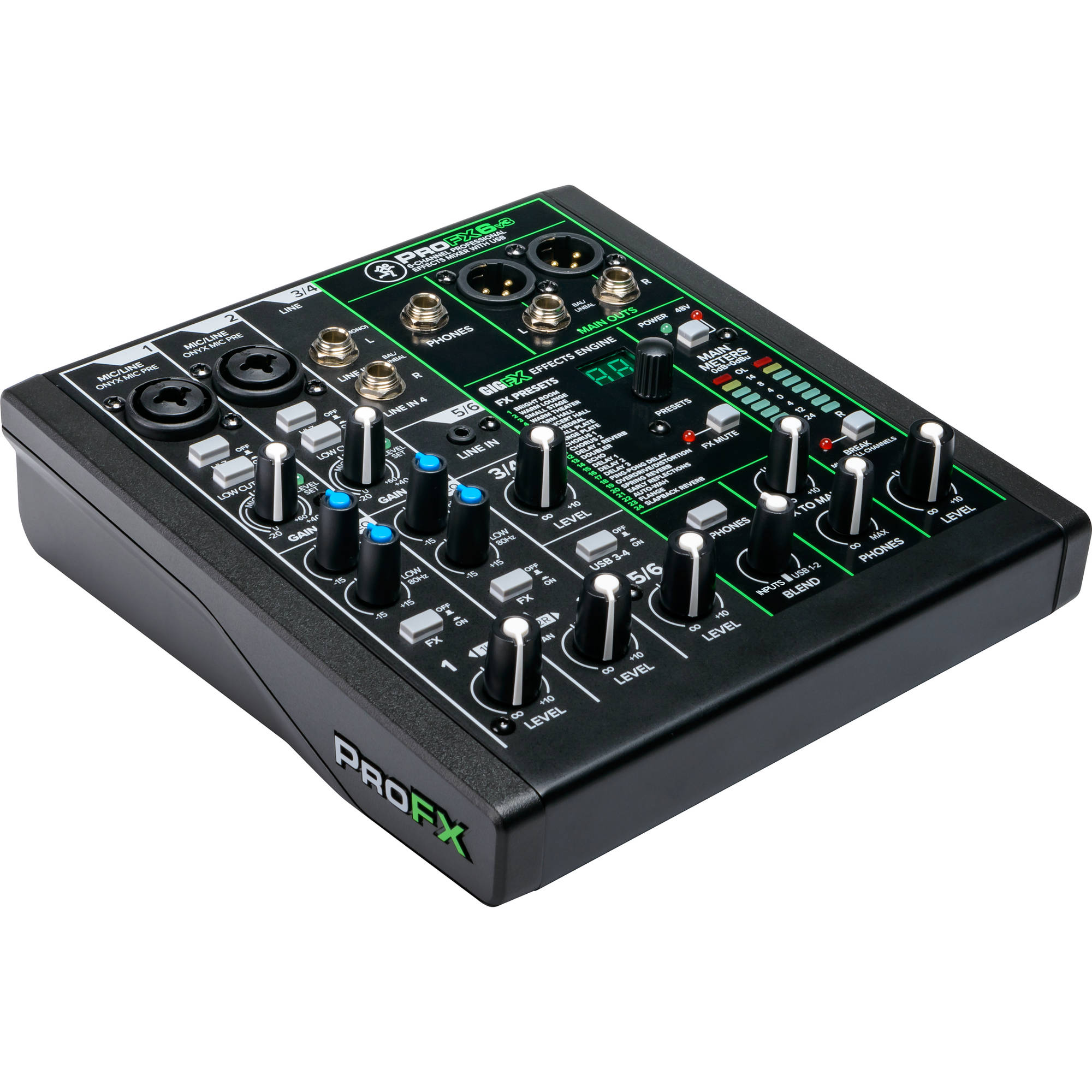 2 Mackie ProFX6v3 6-Channel Mixer with USB and Effects with Pair of EMB XLR Cable and Gravity Magnet Phone Holder Bundle, Renewed