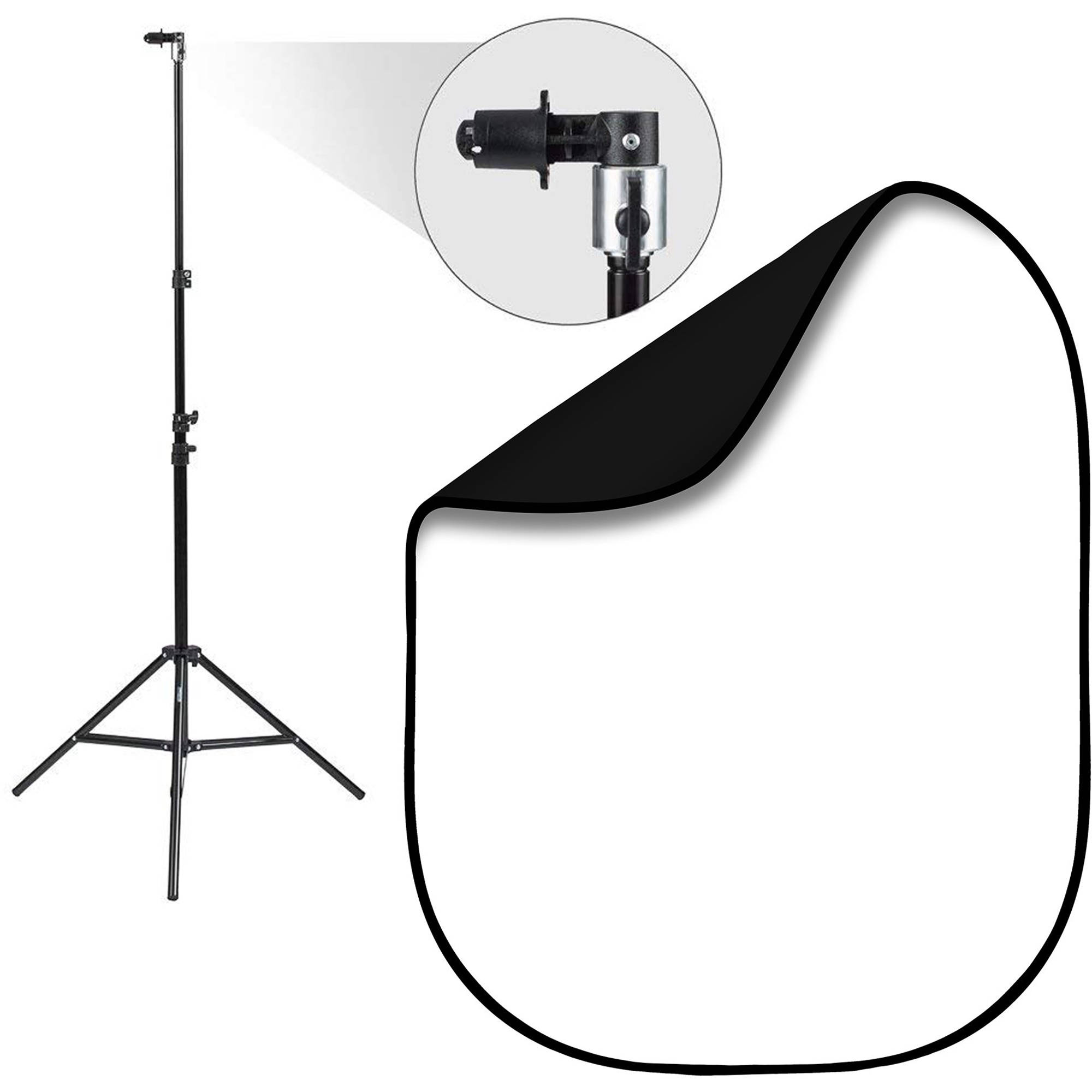 Photo 1 of Fovitec 5 x 6.5' Double-Sided Pop-Up Background & Stand Kit (Black/White)