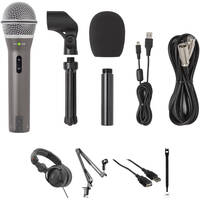 Samson Technologies Q2U USB/XLR Dynamic Microphone Recording and Podcasting Pack (Includes Mic Clip, Desktop Stand, Windscreen and Cables) + Polsen HPC-A30-MK2 Closed-Back Studio Monitor Headphones + Musicians Value MCrane1 Microphone Suspension Crane Arm + Pearstone USB 2.0 Type A Male to Type A Female 6-Feet Extension Cable + 10-Pack Pearstone 0.5 x 12