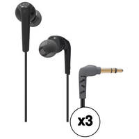 3-Pack MEE Audio RX18 Comfort-Fit In-Ear Headphones with Enhanced Bass (Black)