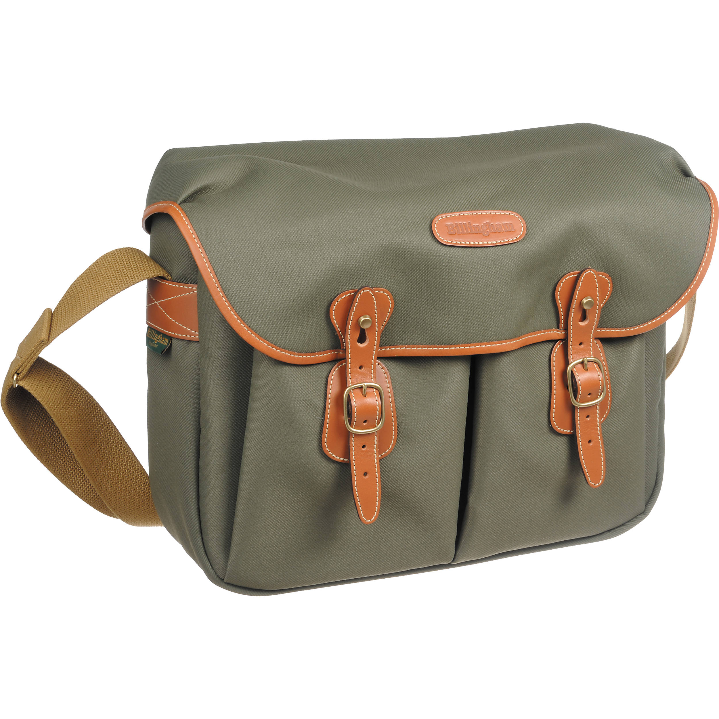 Billingham Hadley Large Fibernyte Shoulder Bag Sage With Tan Leather Trim