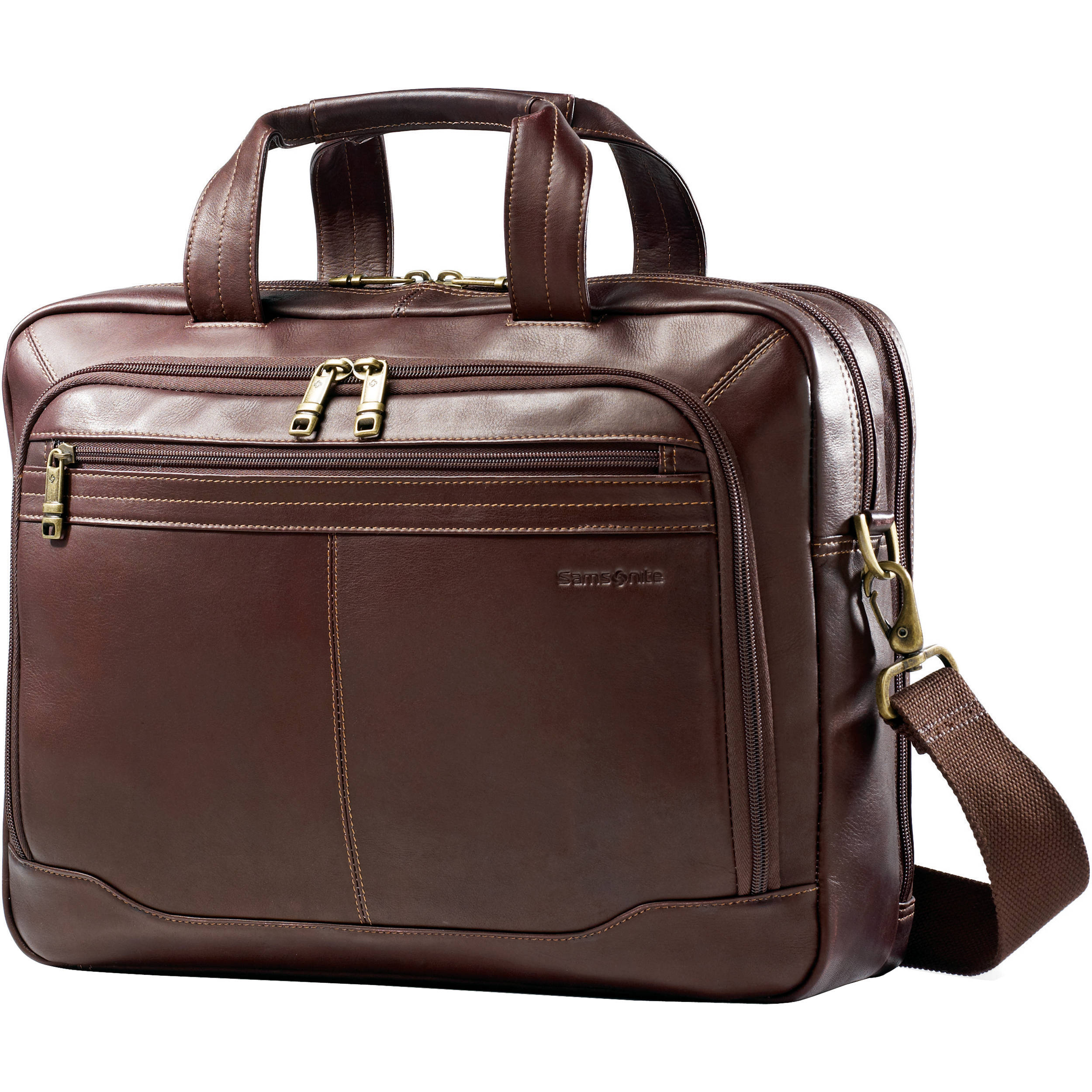 samsonite colombian leather 2 pocket business case