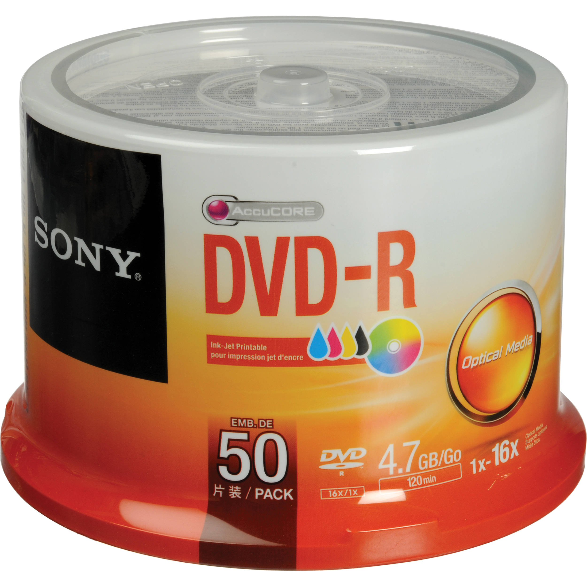 50 Pieces Maxtek Premium White Inkjet Hub Printable Dvd R Dvdr 16x Blank Disc Media For Data Video Movie And Duplication Use