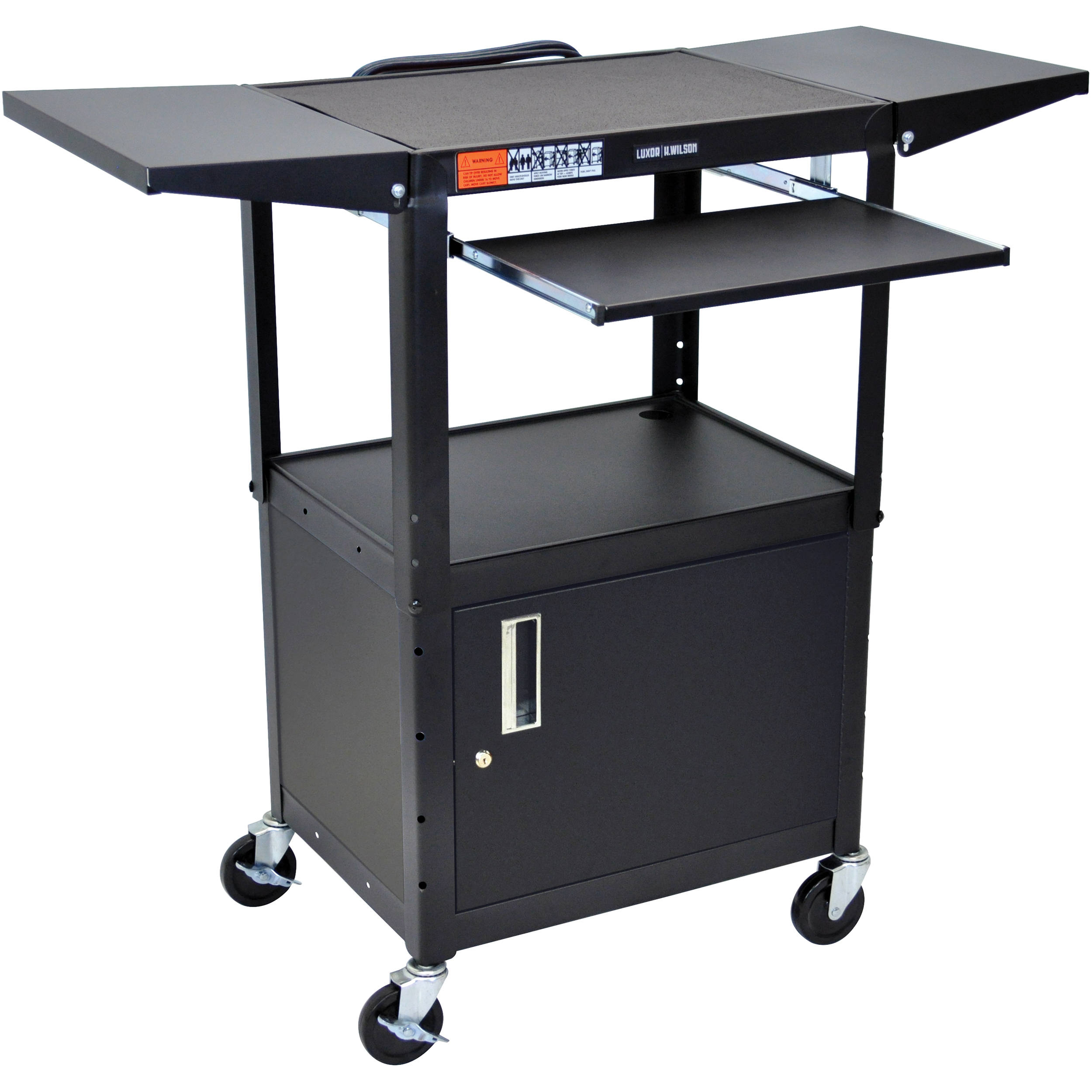 Luxor Adjustable Height Steel A V Cart With Keyboard Avj42kbcdl