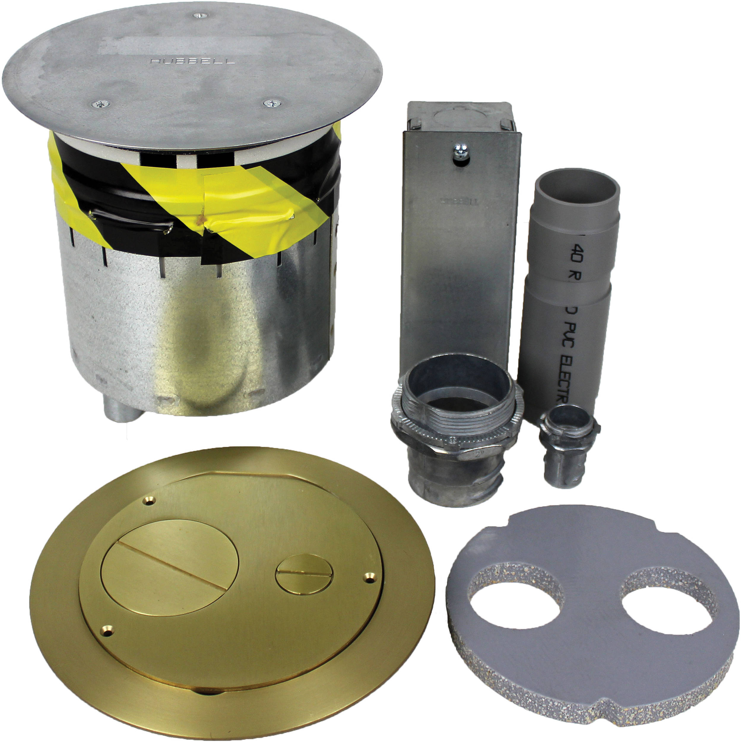 Fsr 6 Poke Thru With Cover And Sub Plate Set With Furniture Feed Brass