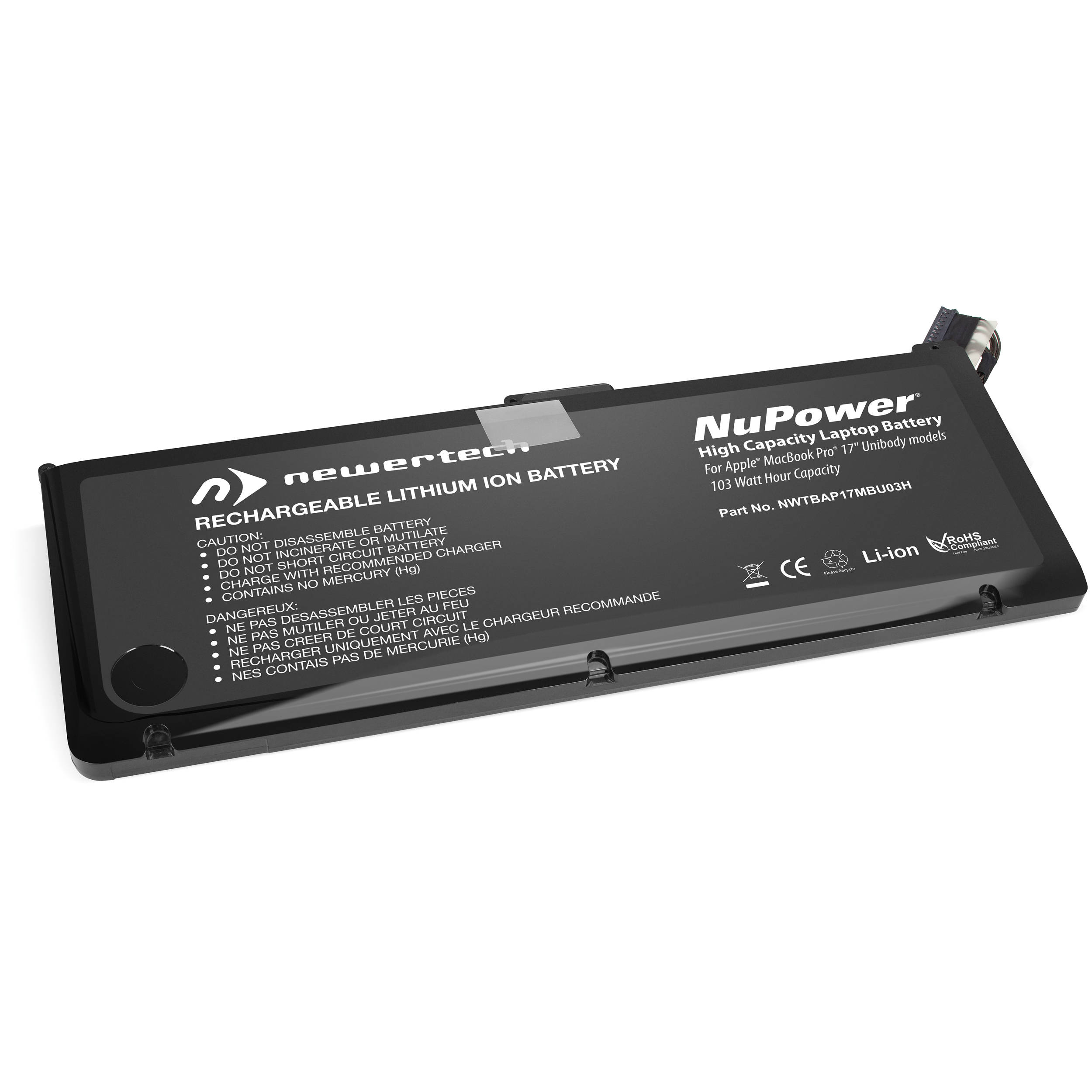 Newertech Nupower Battery For Macbook Pro Nwtbap17mbu03h B H