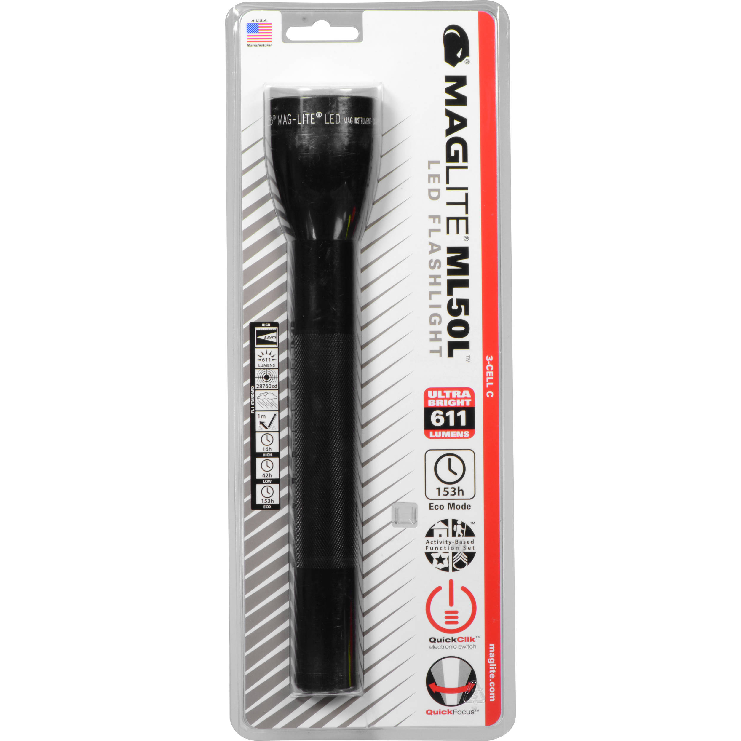 3rd GENERATION MAGLITE 3-C LED Flashlight Red Maglight 611 LUMEN