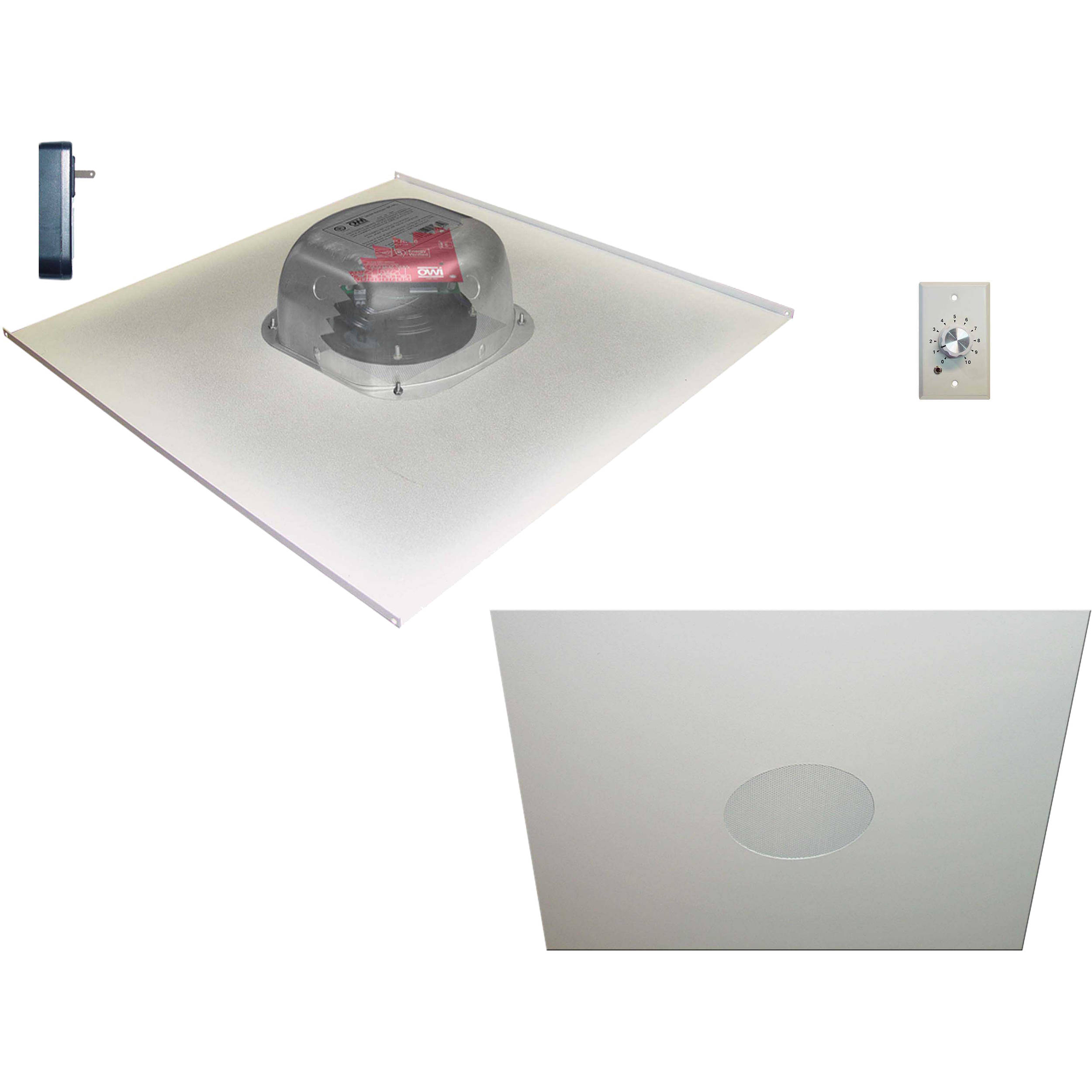 Owi Inc Two Source 6 5 Amplified Drop Ceiling Speaker On Tile With Volume Control 2 Speaker Package