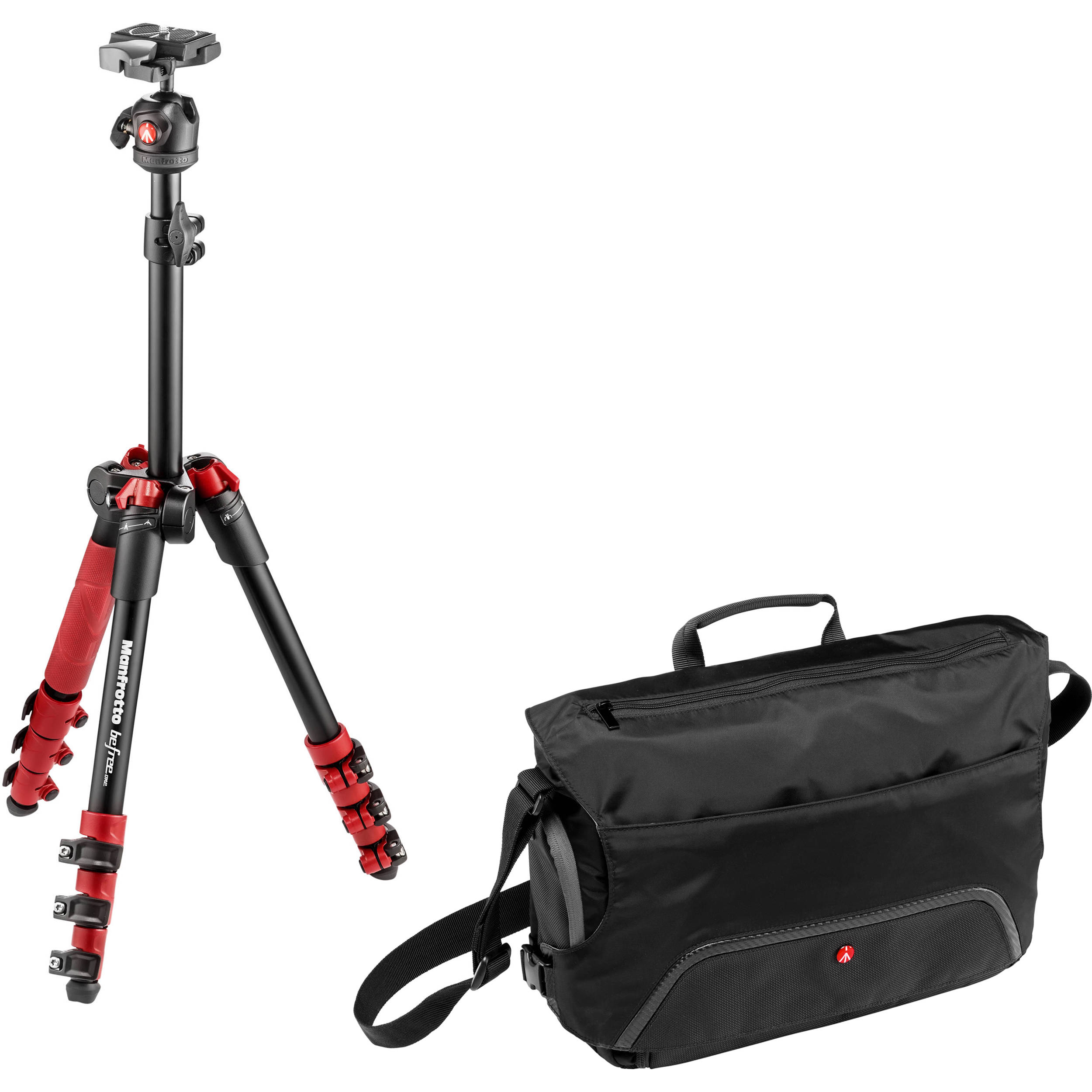 Manfrotto Befree One Aluminum Tripod Red With Large Active