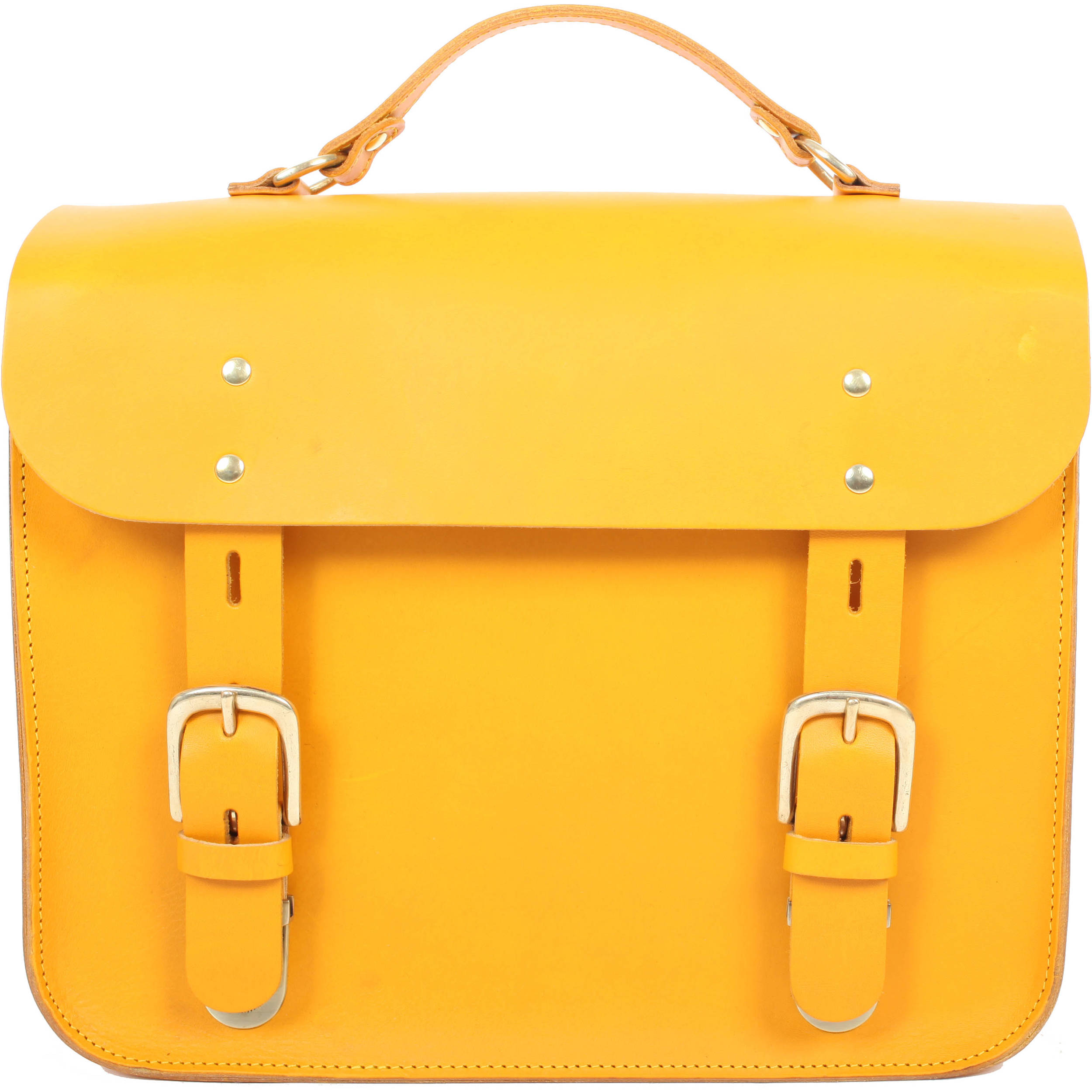 yellow leather satchel