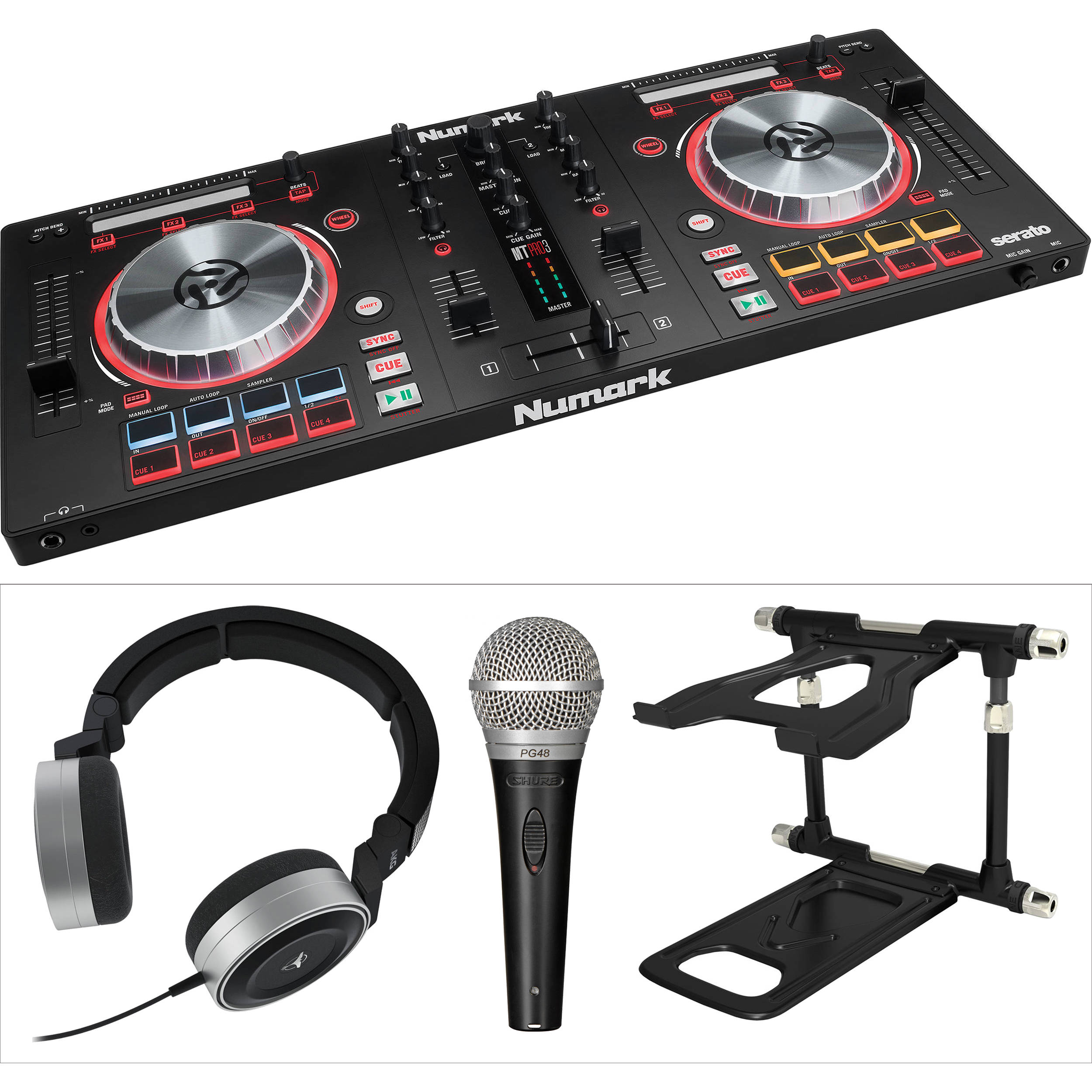Numark Mixtrack Pro 3 Controller Kit With Stand Headphones And