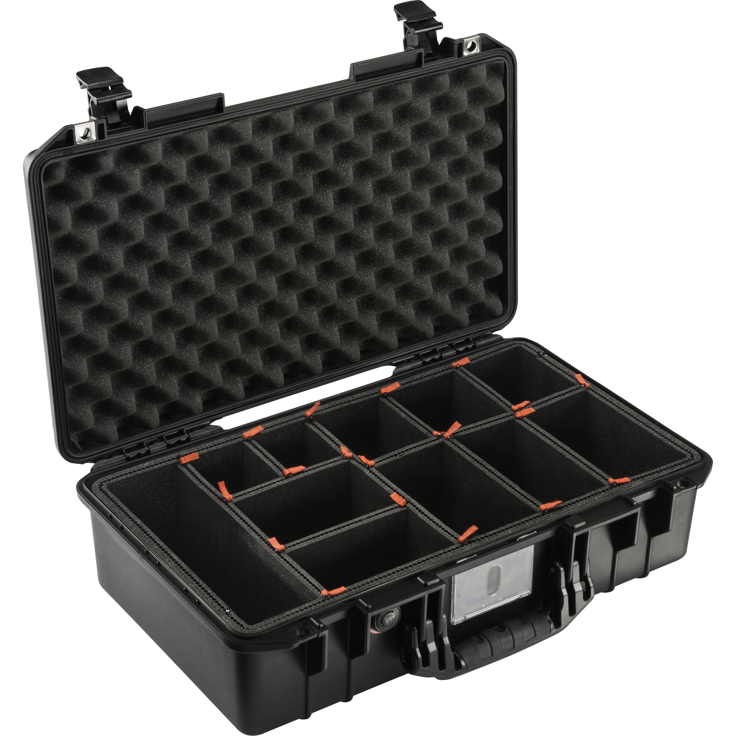 Black /& Blue Pelican 1525 Air case with Yellow Padded dividers.