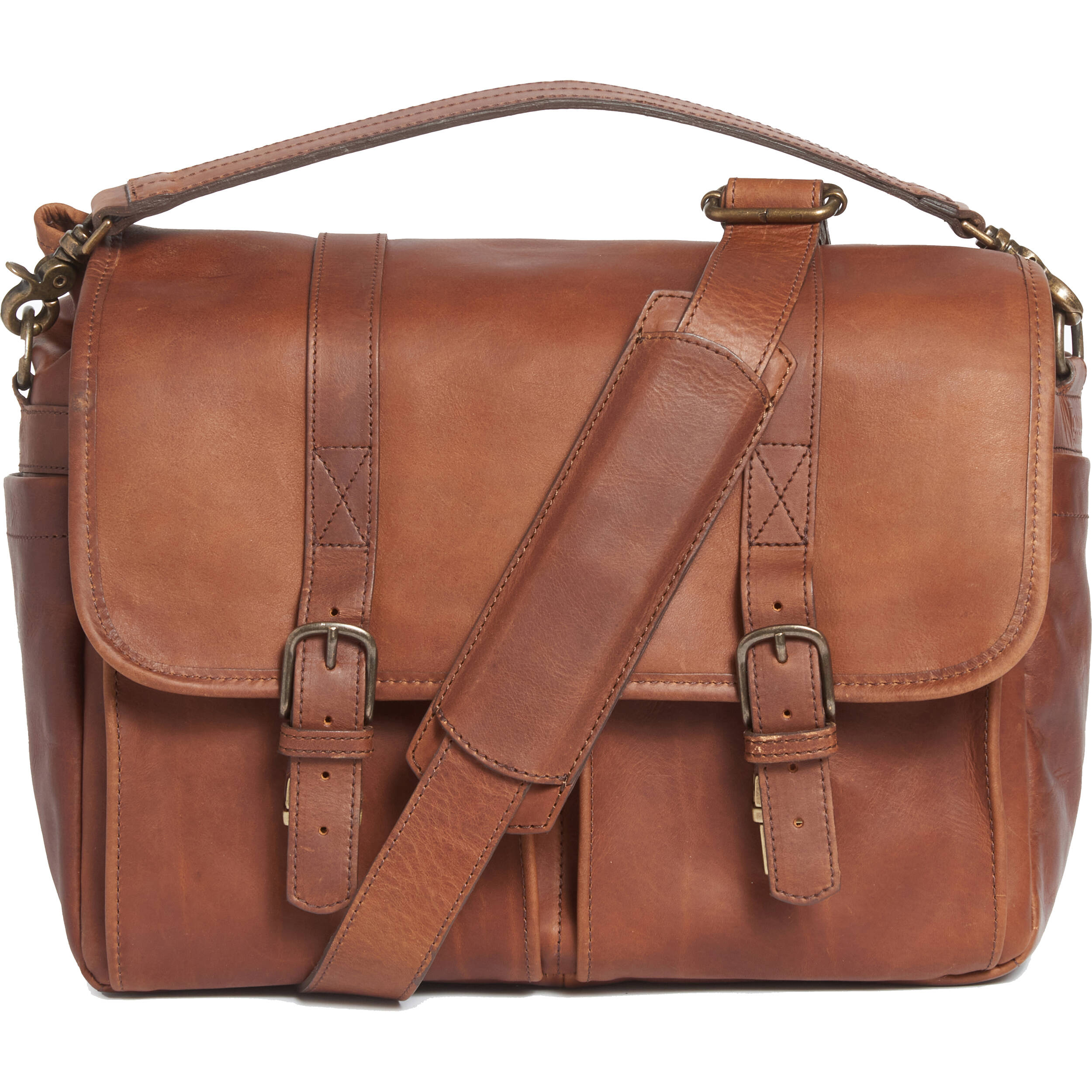 tan leather messenger bag