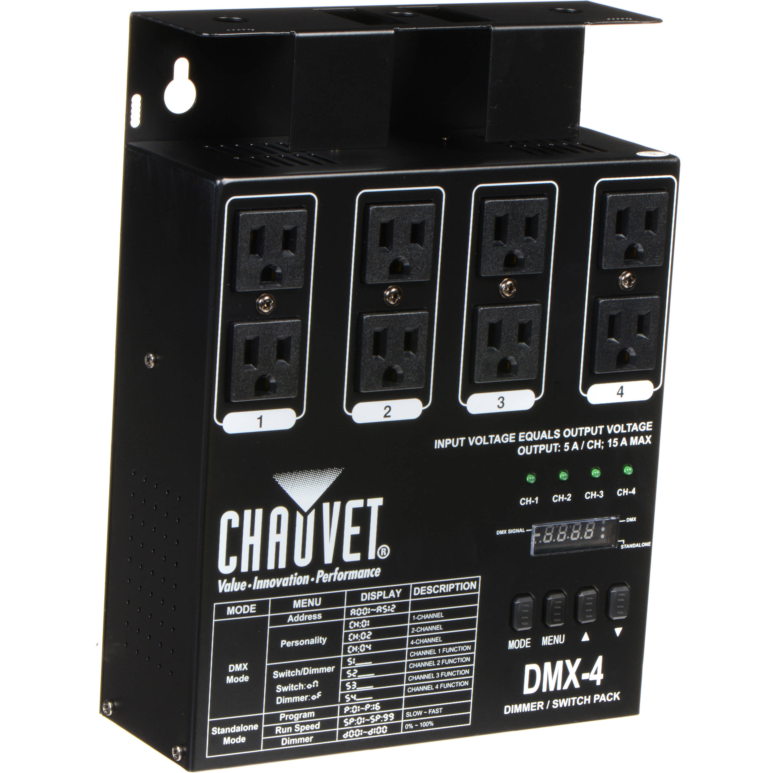 Chauvet Dj Dmx 4led 4 Channel Dimmer Pack B H Photo Chauvet Dj Dmx 4led 4 Channel Dimmer