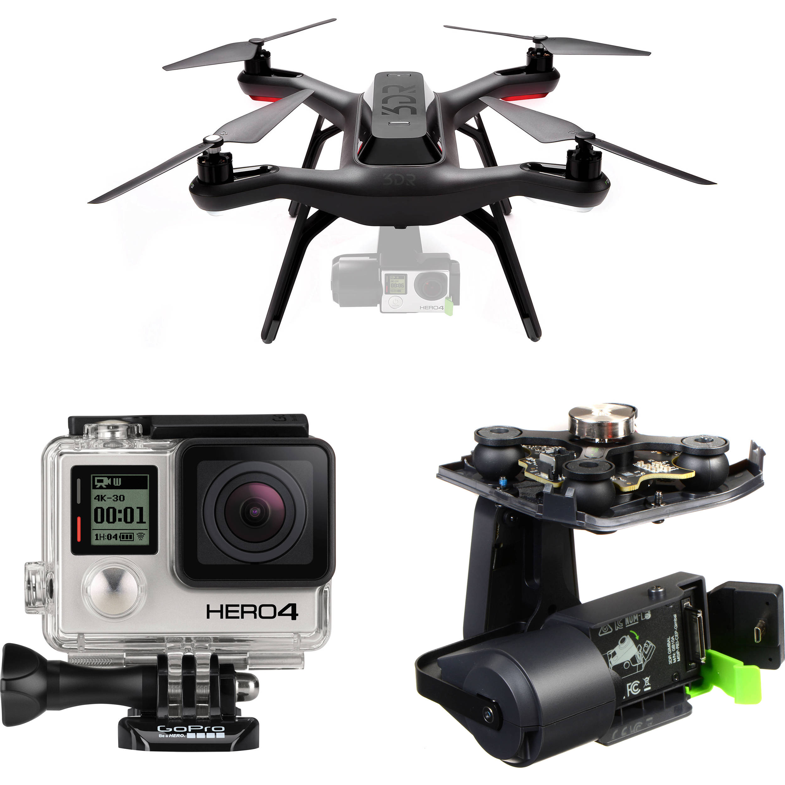 3dr Solo Quadcopter Kit With Gimbal Gopro Hero4 Black B H