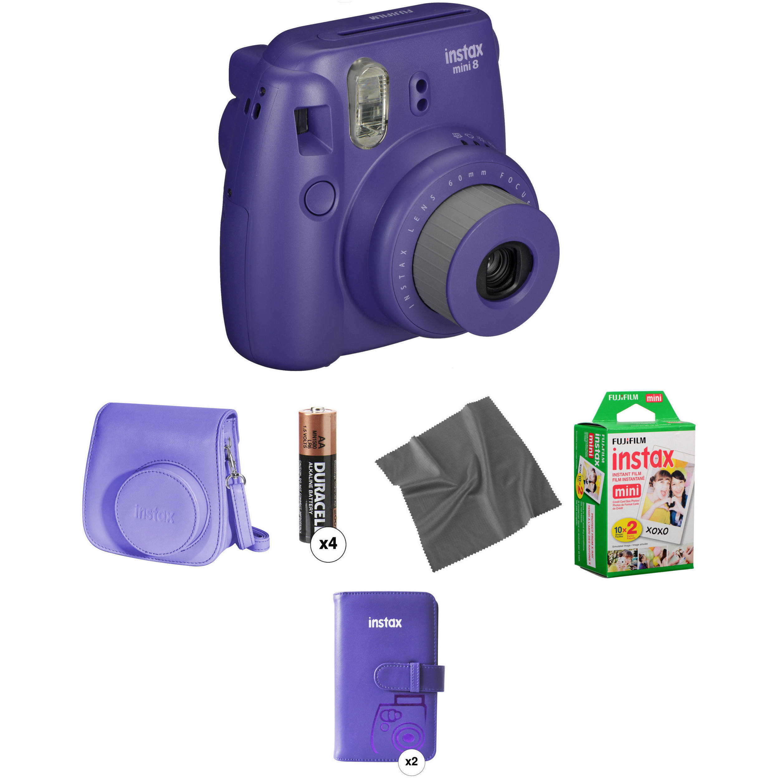 Fujifilm Instax Mini 8 Instant Film Camera Pro Kit Grape B H