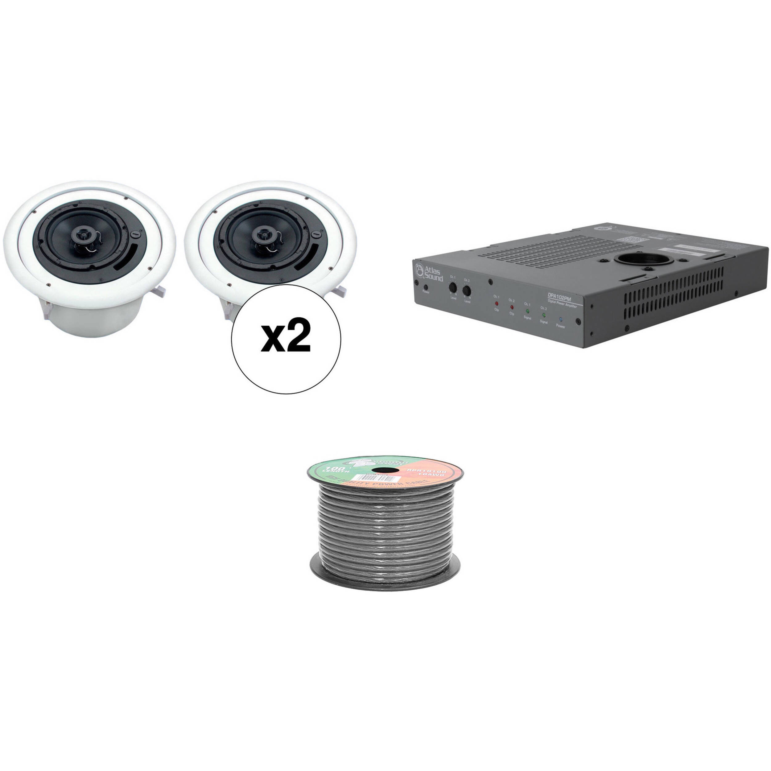 Atlas Sound 70w Ceiling Mounted Sound System For A V And Conference Rooms 4 Speakers