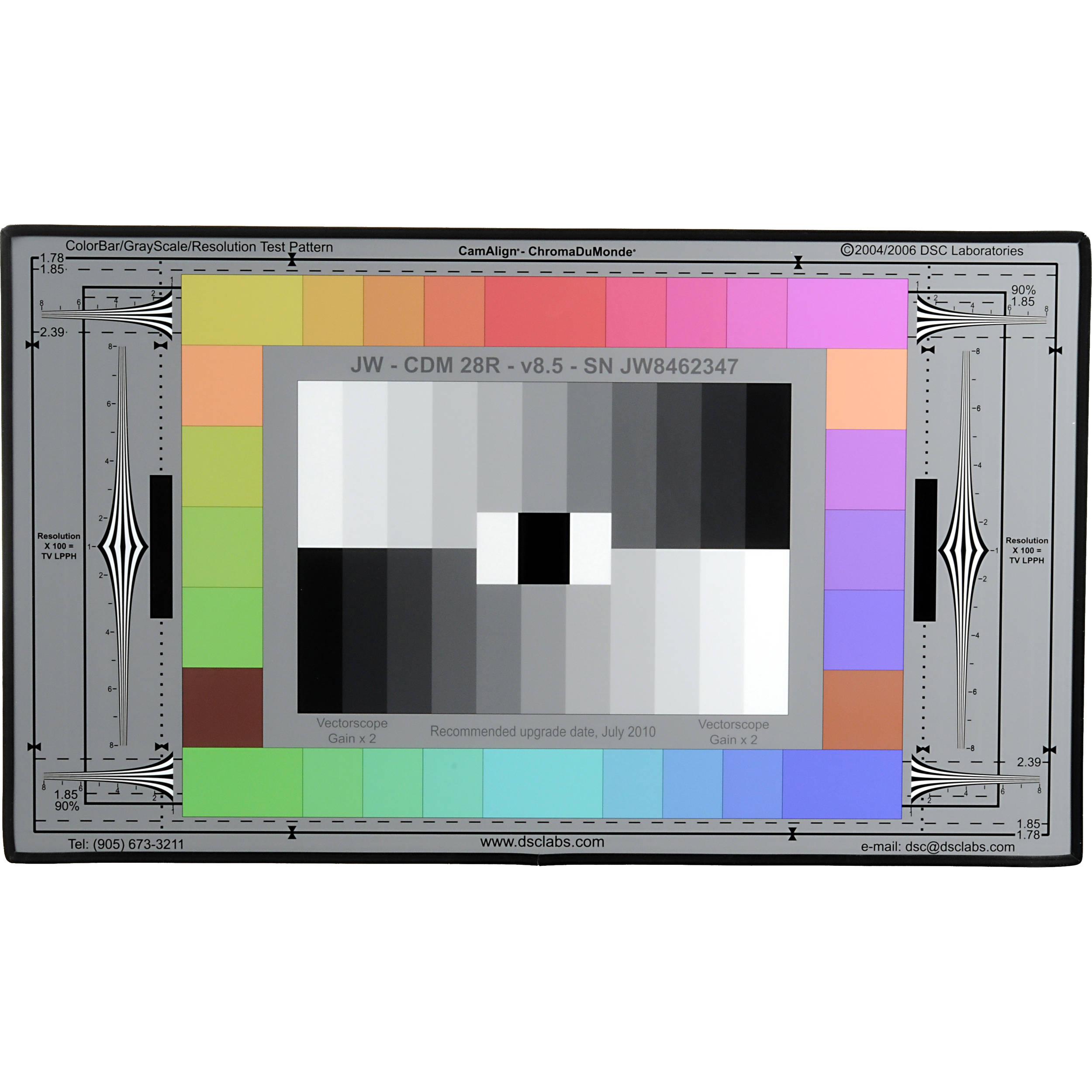 DSC Labs ChromaDuMonde 28-R Junior CamAlign Chip Chart with Resolution  Trumpets