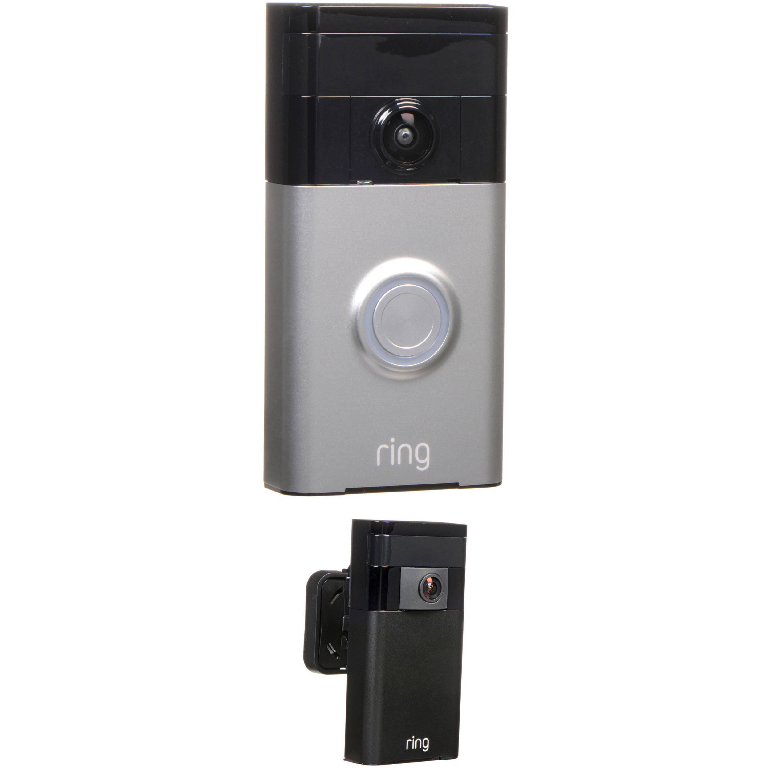 Ring Video Doorbell With Stick Up Camera Kit Satin Nickel B H