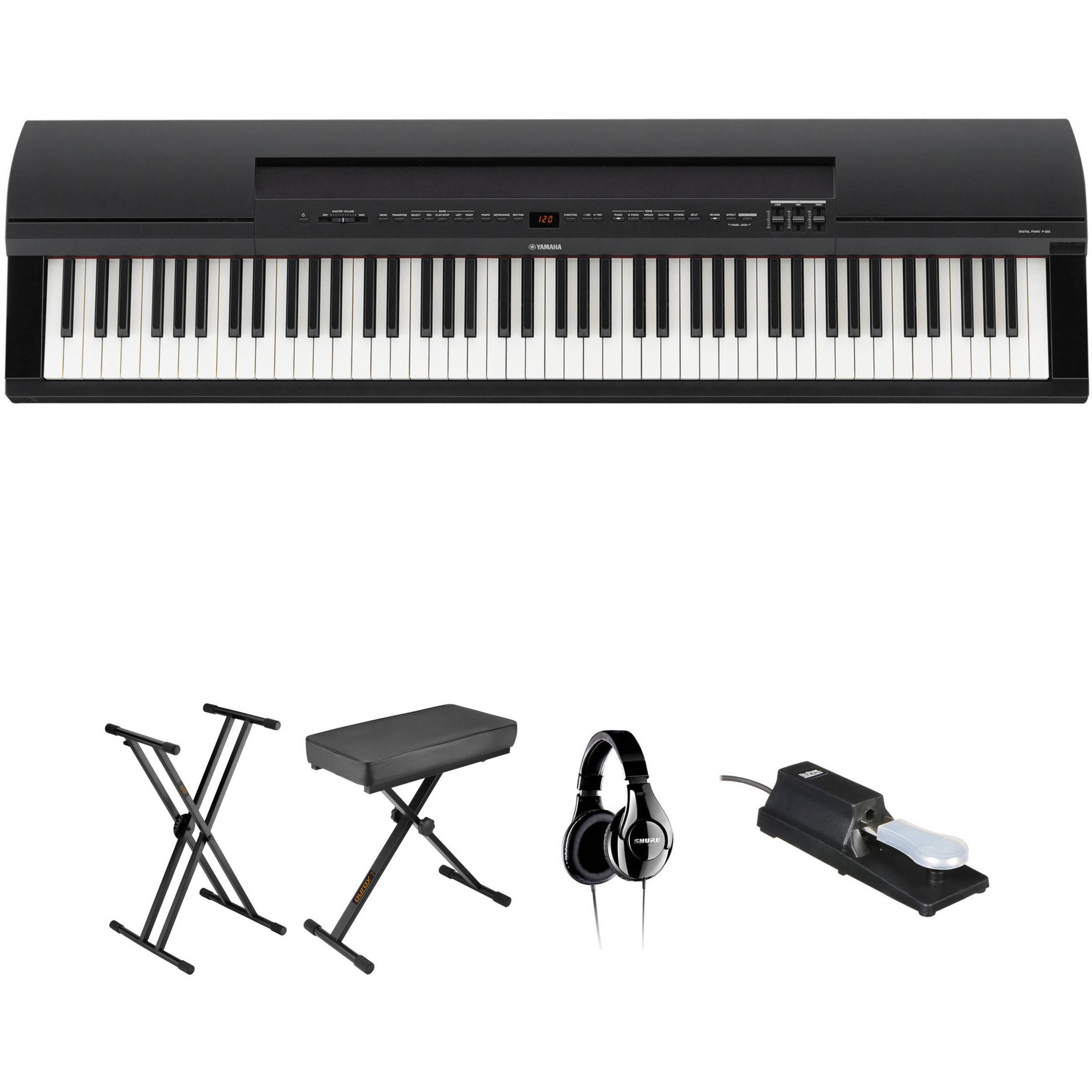 Yamaha P 255 Home Value Bundle Black B H Photo Video