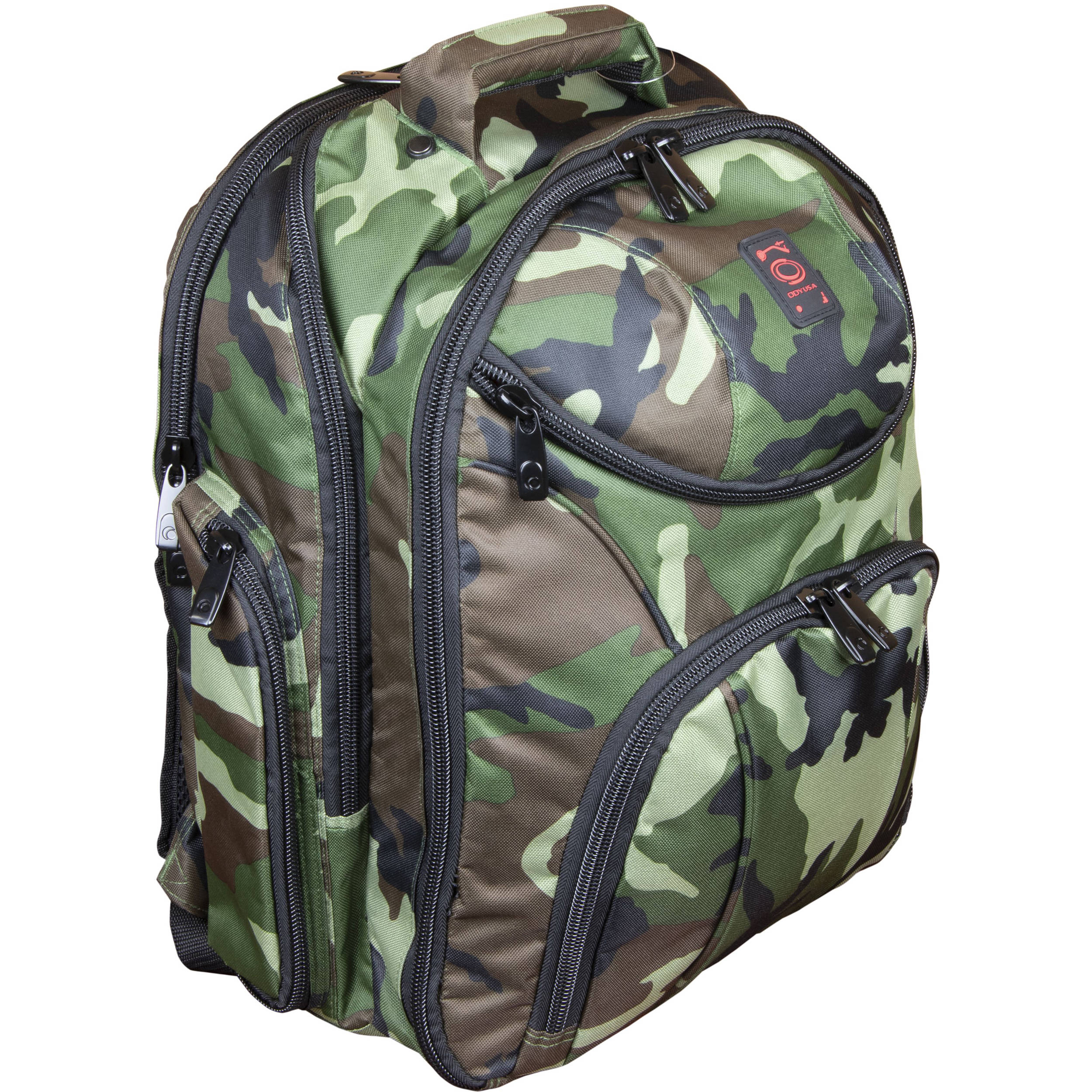 green camouflage backpack