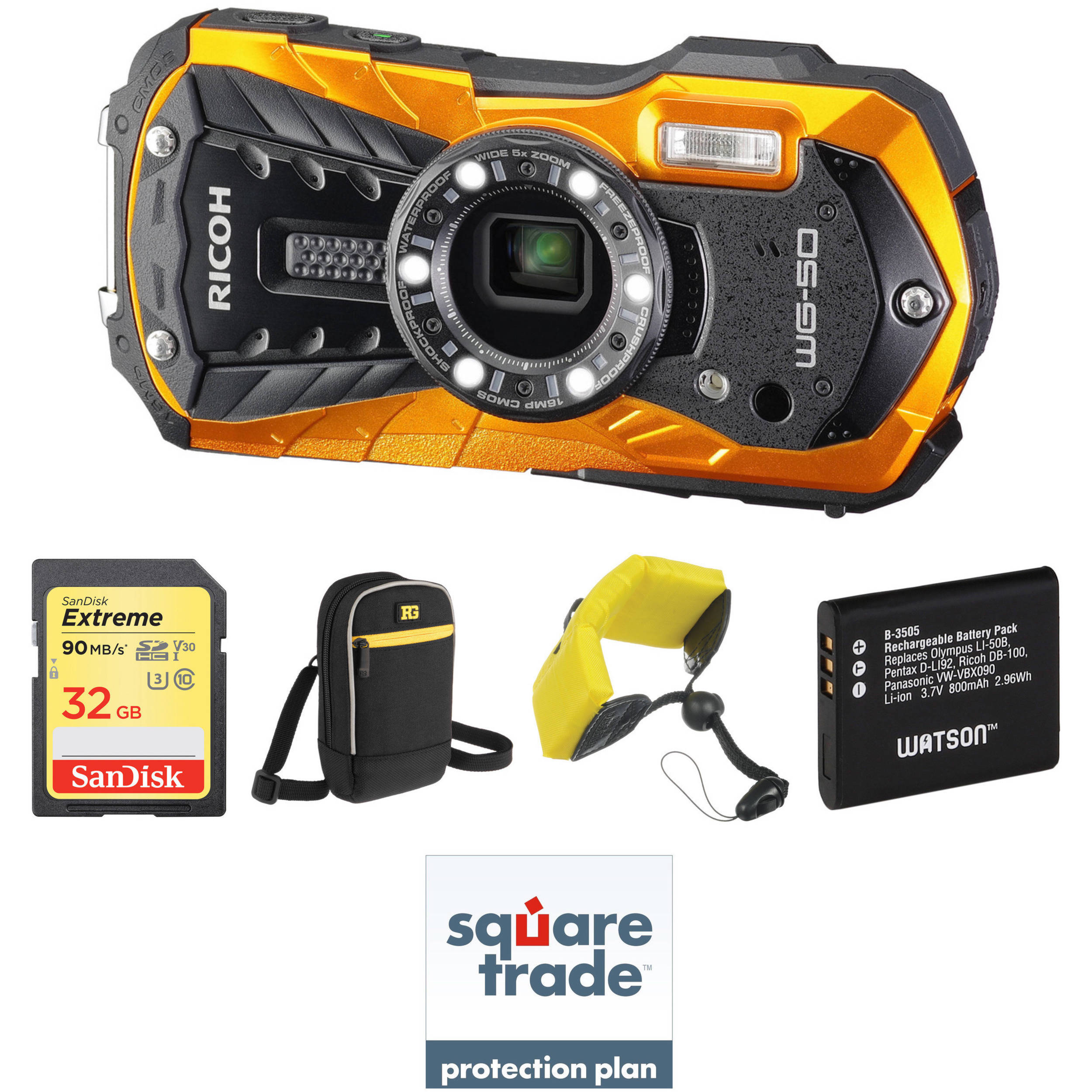 Ricoh Wg 50 Digital Camera Deluxe Kit Orange B H Photo Video