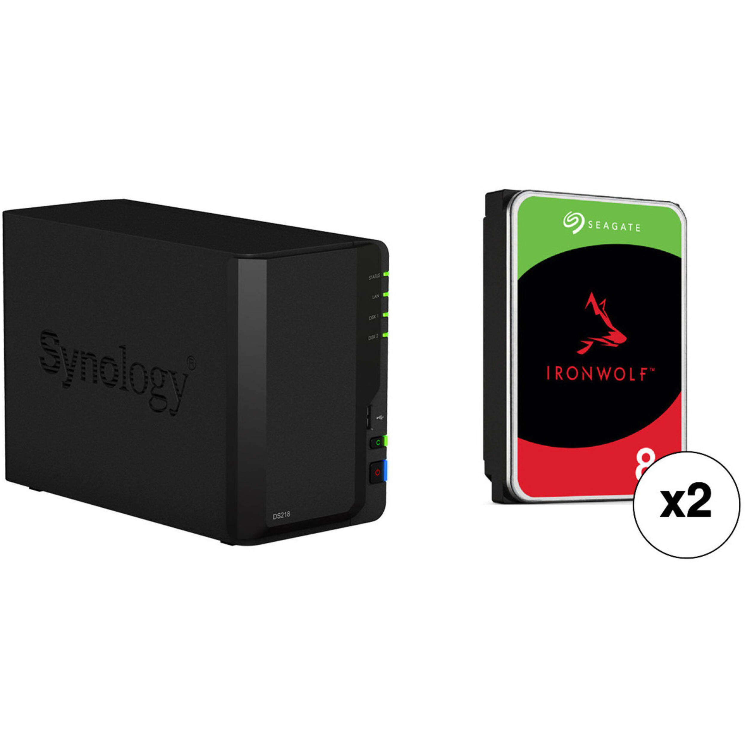 Synology Diskstation 16tb Ds218 2 Bay Nas Enclosure Kit With