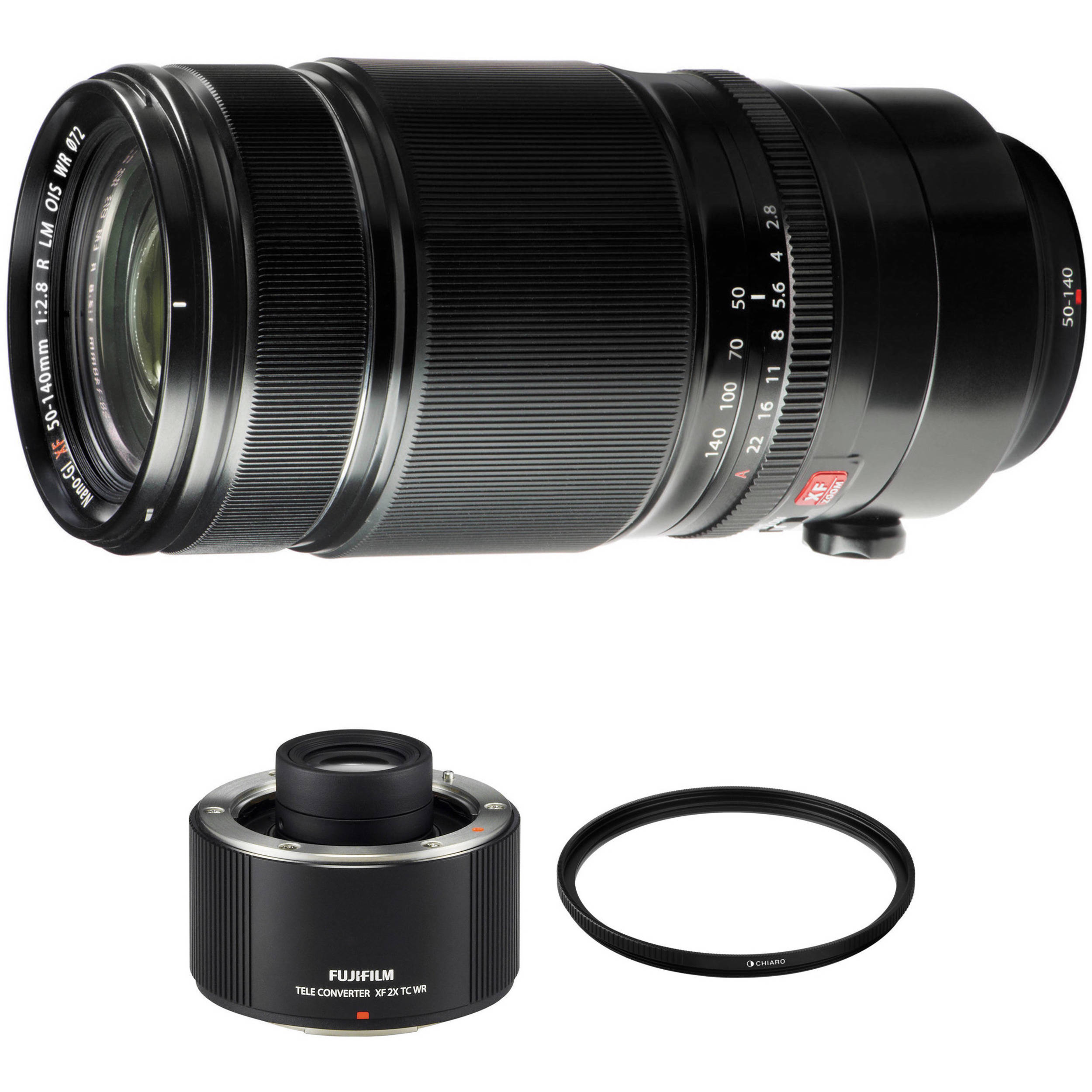 Fujifilm Xf 50 140mm F28 R Lm Ois Wr Lens With 2x Teleconverter And Uv Filter Kit