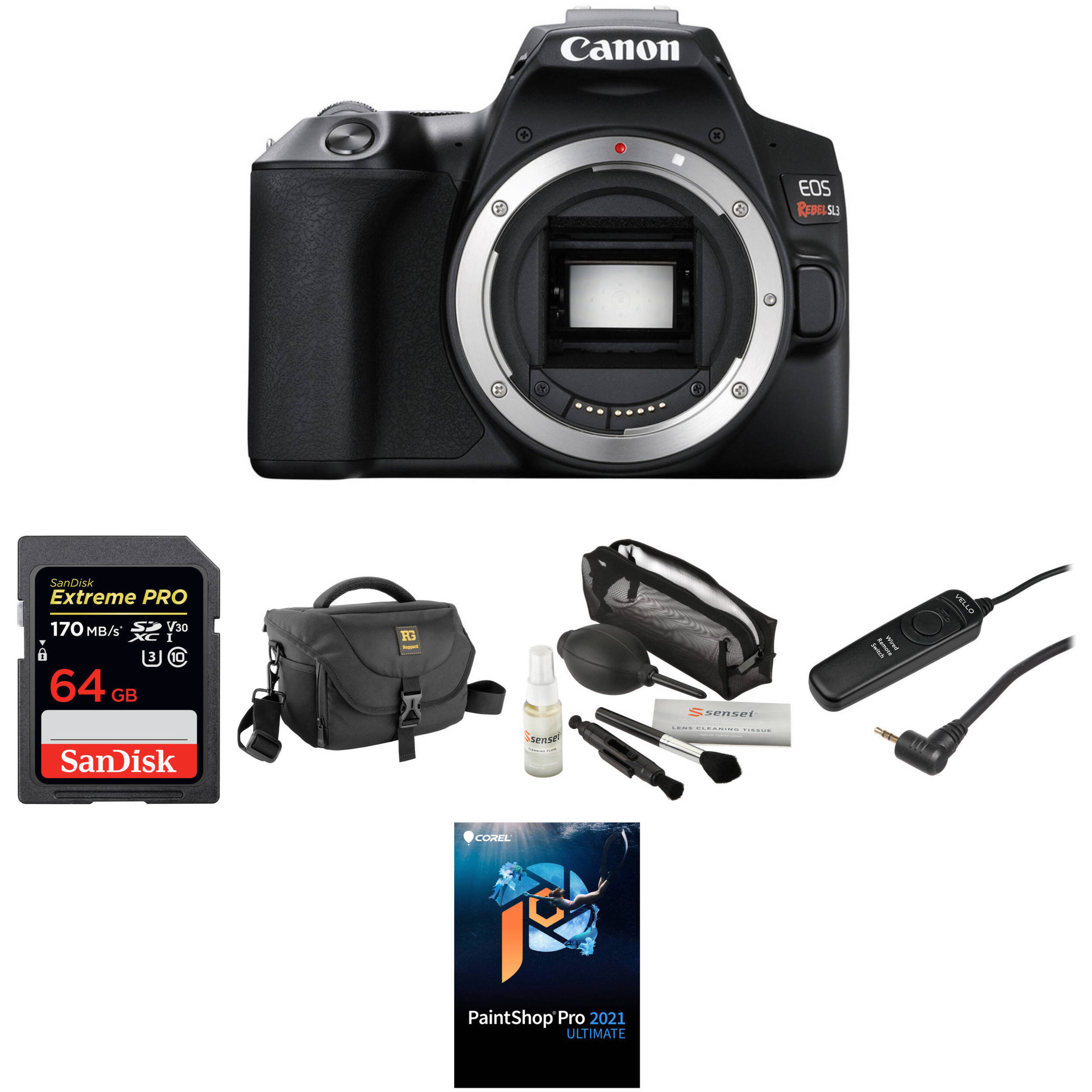 Canon Eos Rebel Sl3 Dslr Camera Body Deluxe Kit Black B H