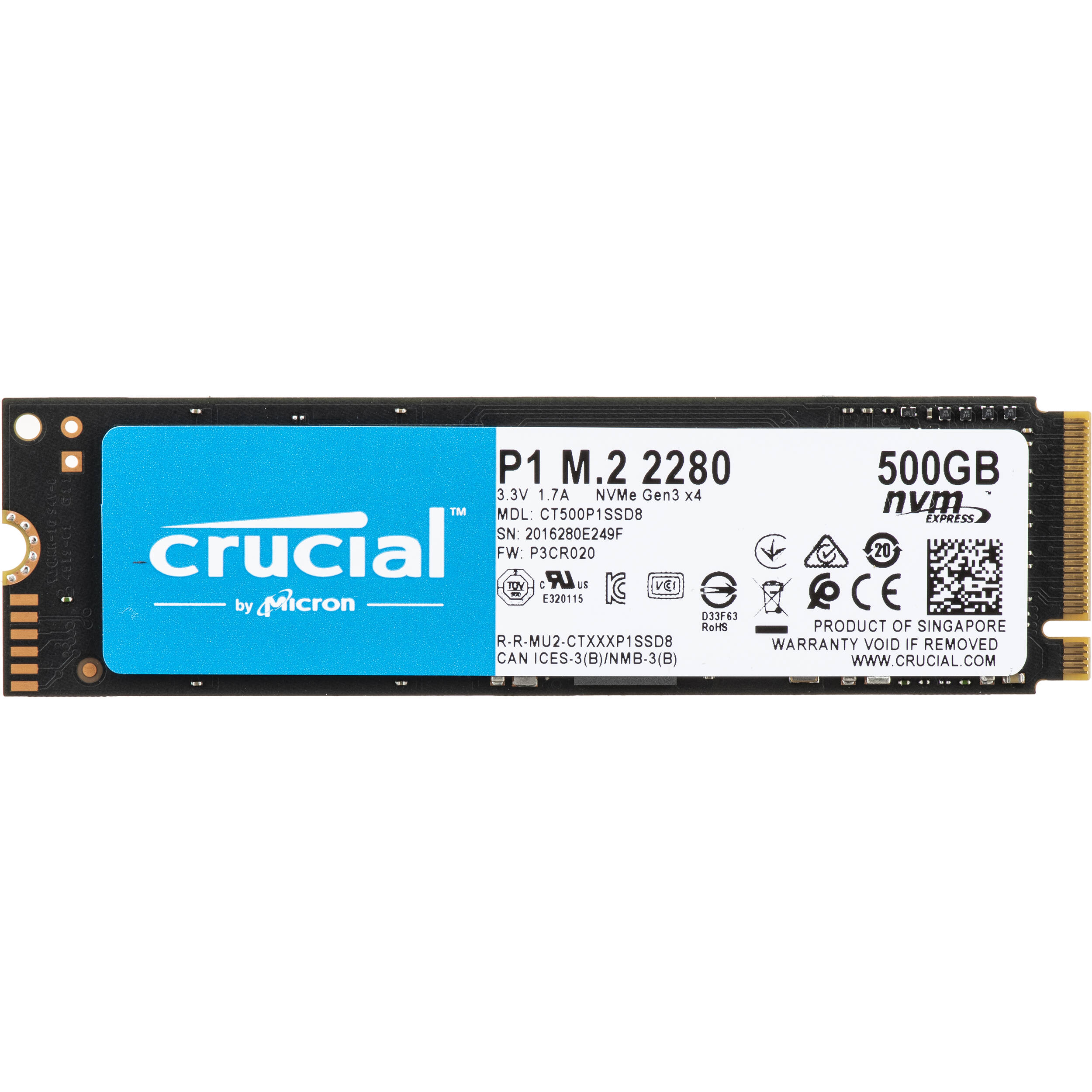 Crucial 500GB P1 NVMe M.2 2280 Internal 