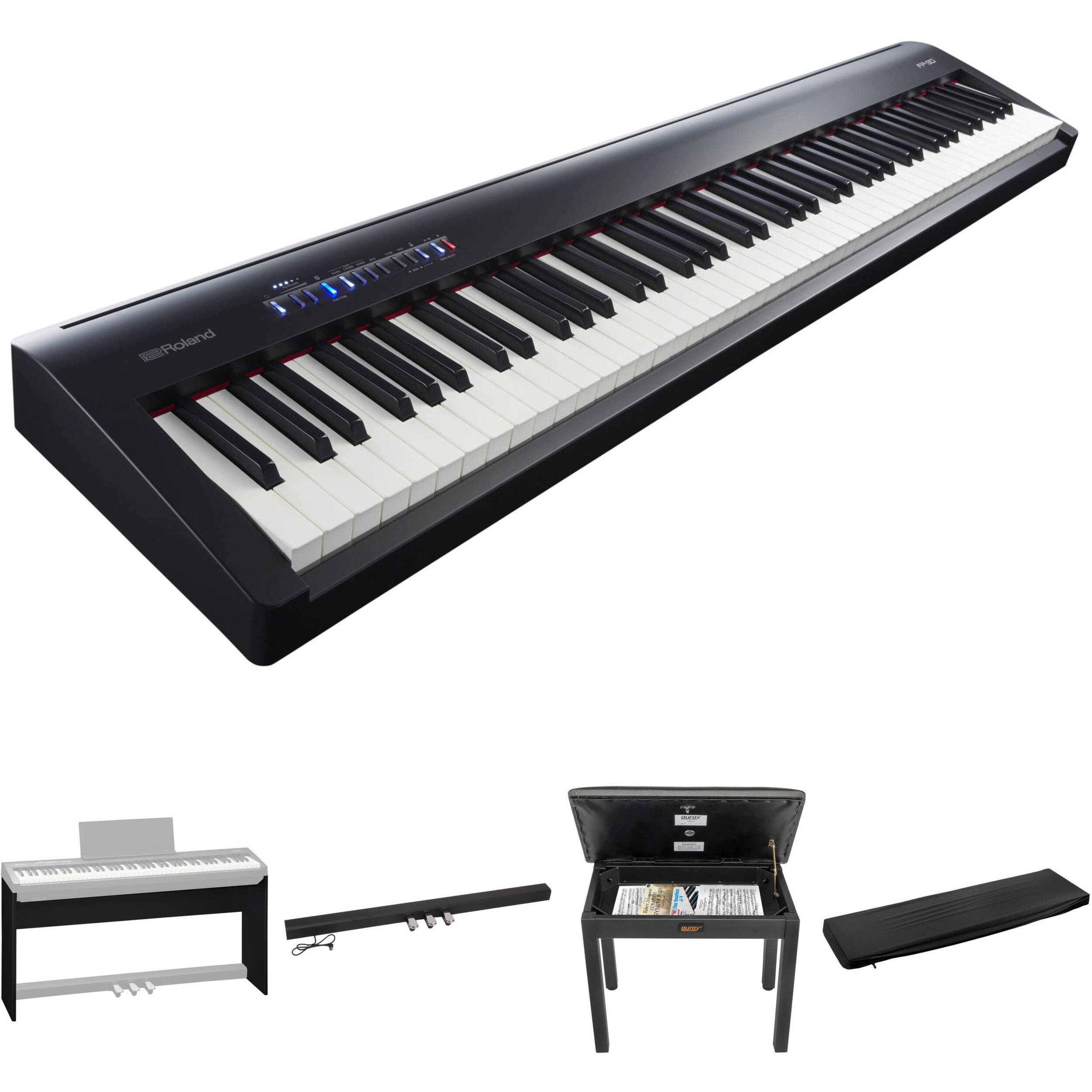 Roland Fp 30 Digital Piano Kit With Stand Pedal Unit Bench