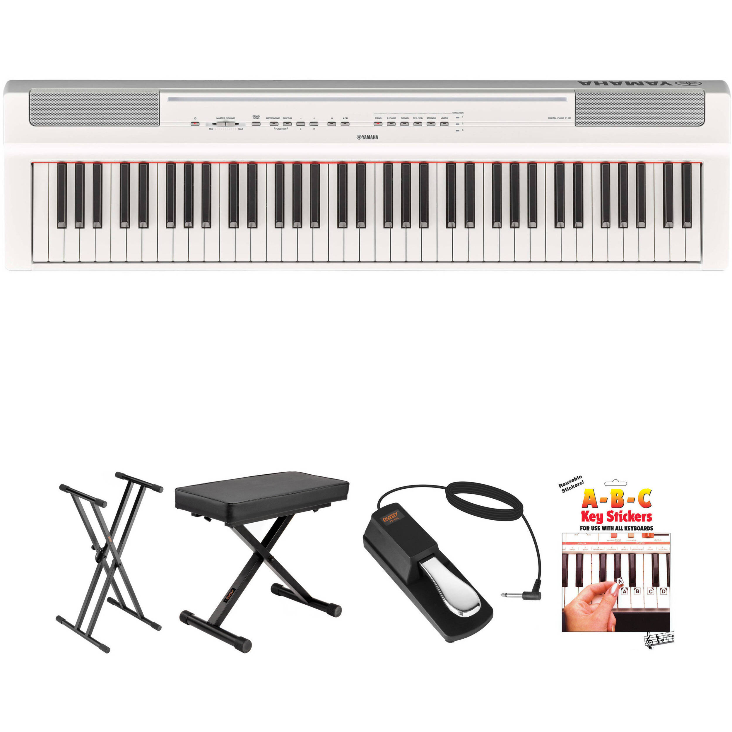 Yamaha P 121 73 Key Digital Piano And Essentials Kit White