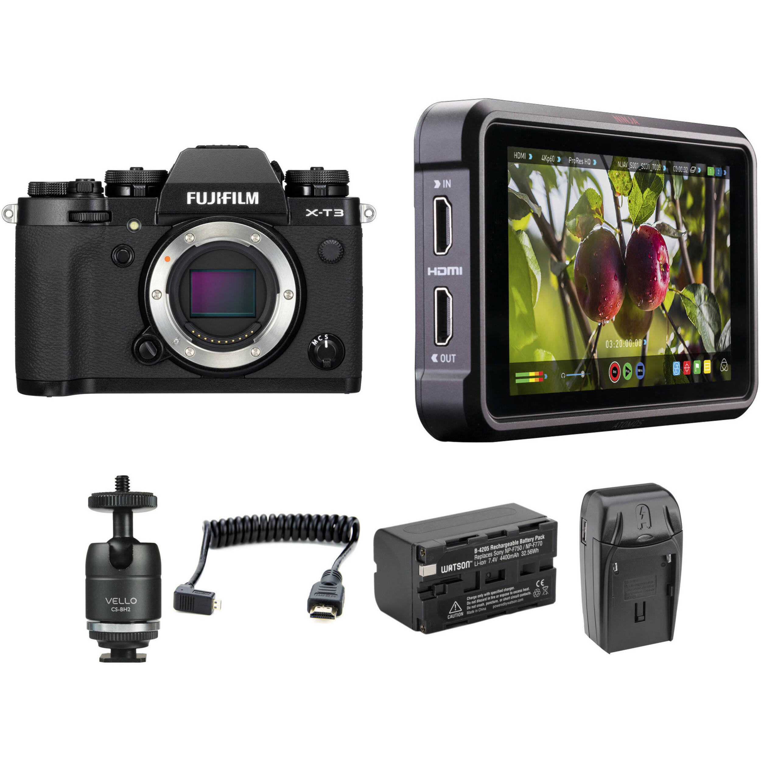 Fujifilm X T3 Mirrorless Digital Camera With Ninja V Kit Black