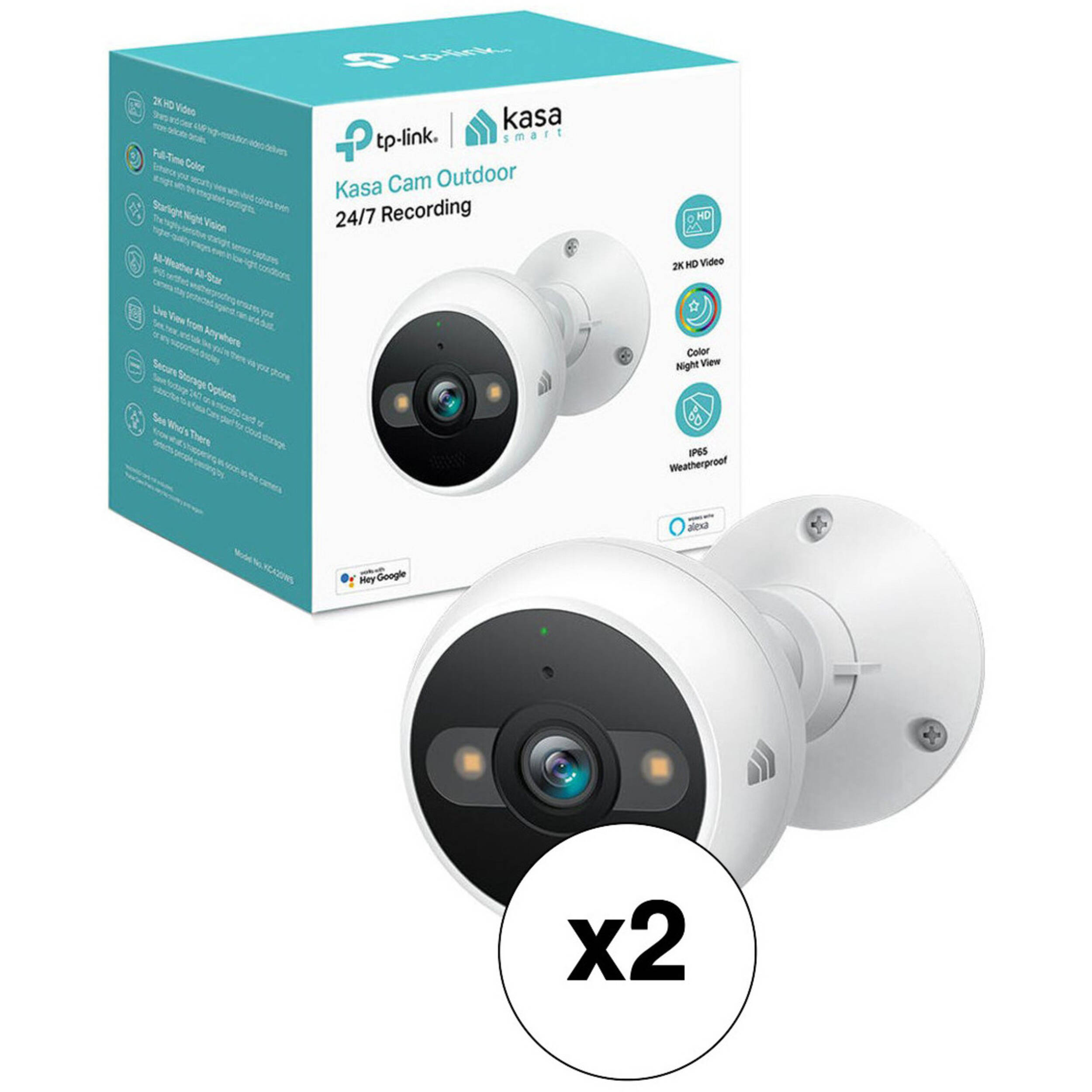 Photo 1 of ***SINGLE CAMERA*** TP-Link KC420WS Kasa Cam Outdoor 4MP Wi-Fi Security Camera with Night Vision & Spotlights (2-Pack)