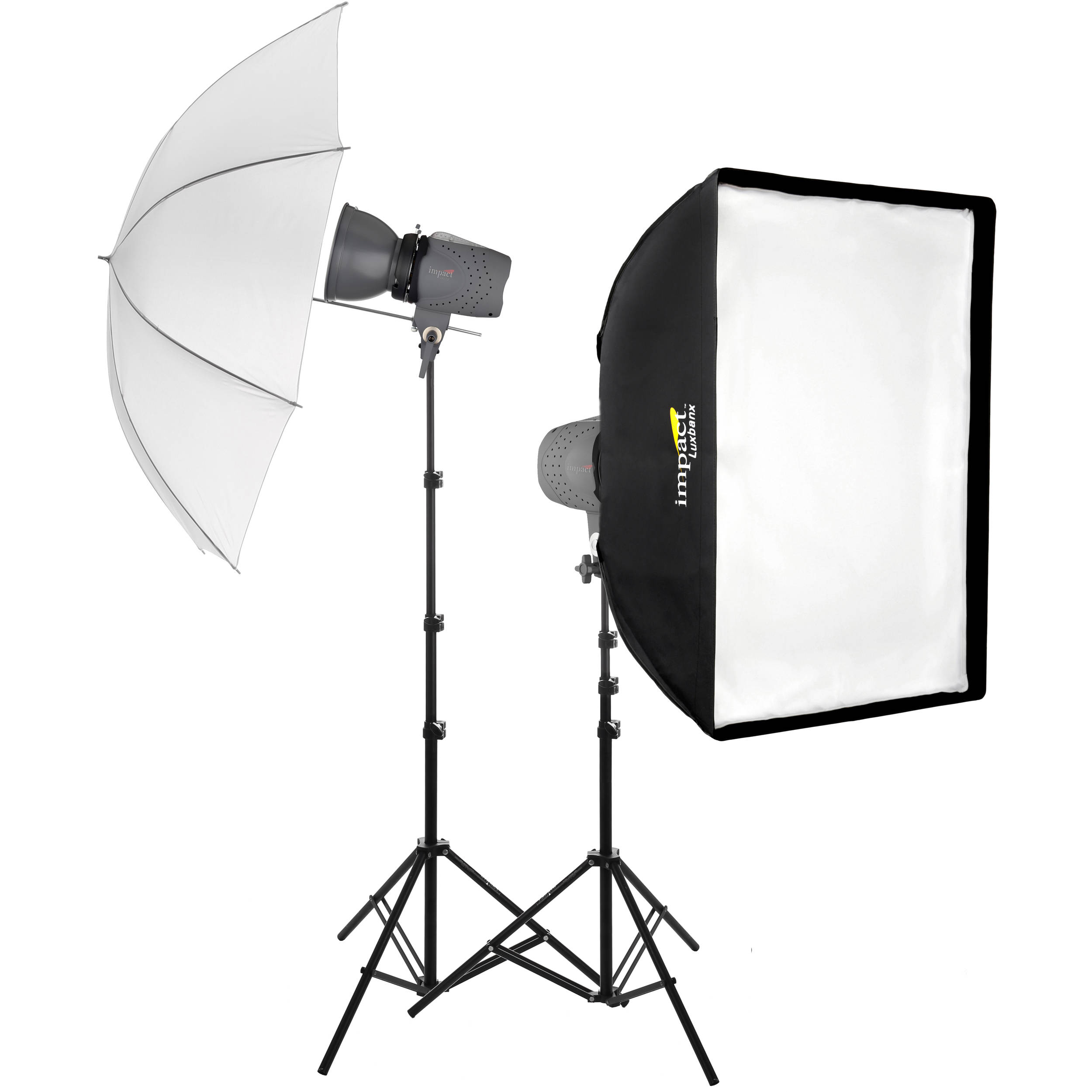 Impact Two Monolight Umbrella Softbox Kit 120 Vac Vsd160 2kiv