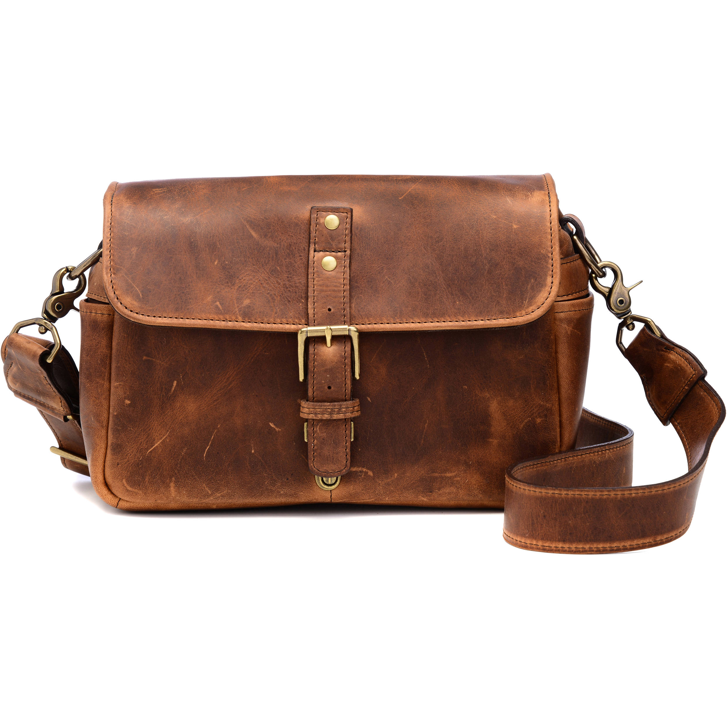 tan leather camera bag