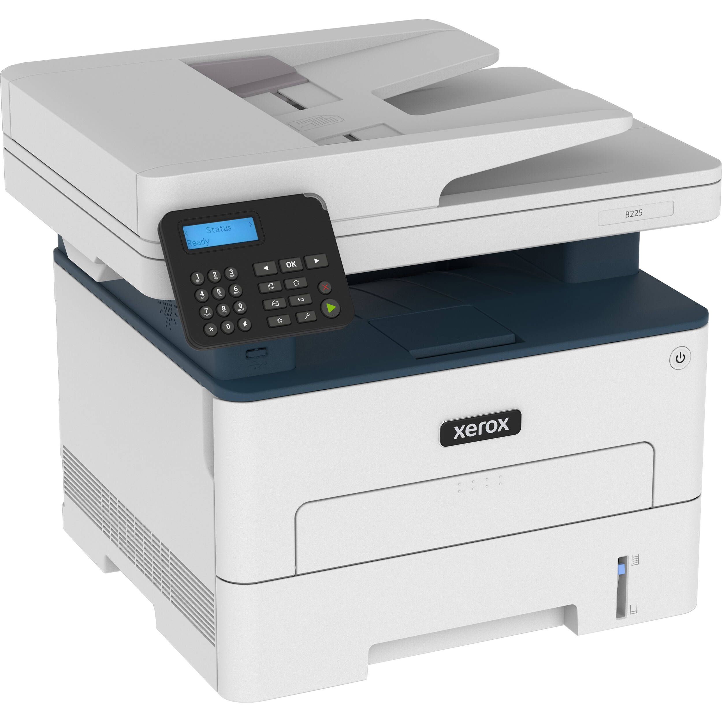 Xerox b225dni | 3v1 črno-bela laserska večopravilna naprava | duplex | mreža wi-fi ethernet | 34 str min | a4 multifunkcijska naprava 1 Xerox b225dni črno-bela laserska večopravilna naprava sprednji pogled