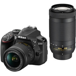 Nikon D3400 DSLR Camera with 18-55mm and 70-300mm Lenses (Black)