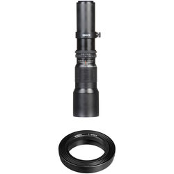 Bower 500mm f/8 Manual Focus Telephoto Lens with T-Mount Adapter for Minolta / Sony Kit