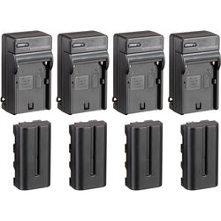 Bescor 2200mAh 7.4V NP-F Battery and Charger Kit (4-Pack)