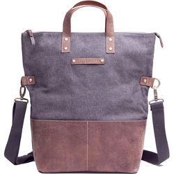 Kelly Moore Bag Collins Canvas & Leather Shoulder Bag with Removable Insert (Gray with Brown Trim, 2019 Version)