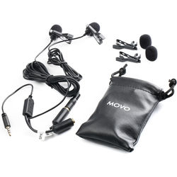 Movo Photo Executive Lavalier Clip-On Interview Microphone With Secondary Mic  Headphone Monitoring Input For A