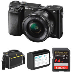Sony Alpha a6000 Mirrorless Digital Camera with 16-50mm Lens and Accessory Kit (Black)